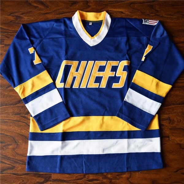 Reggie Hanson Brothers #1 Lemieux #3 #7 Dunlop Charlestown Chiefs Hockey Jersey