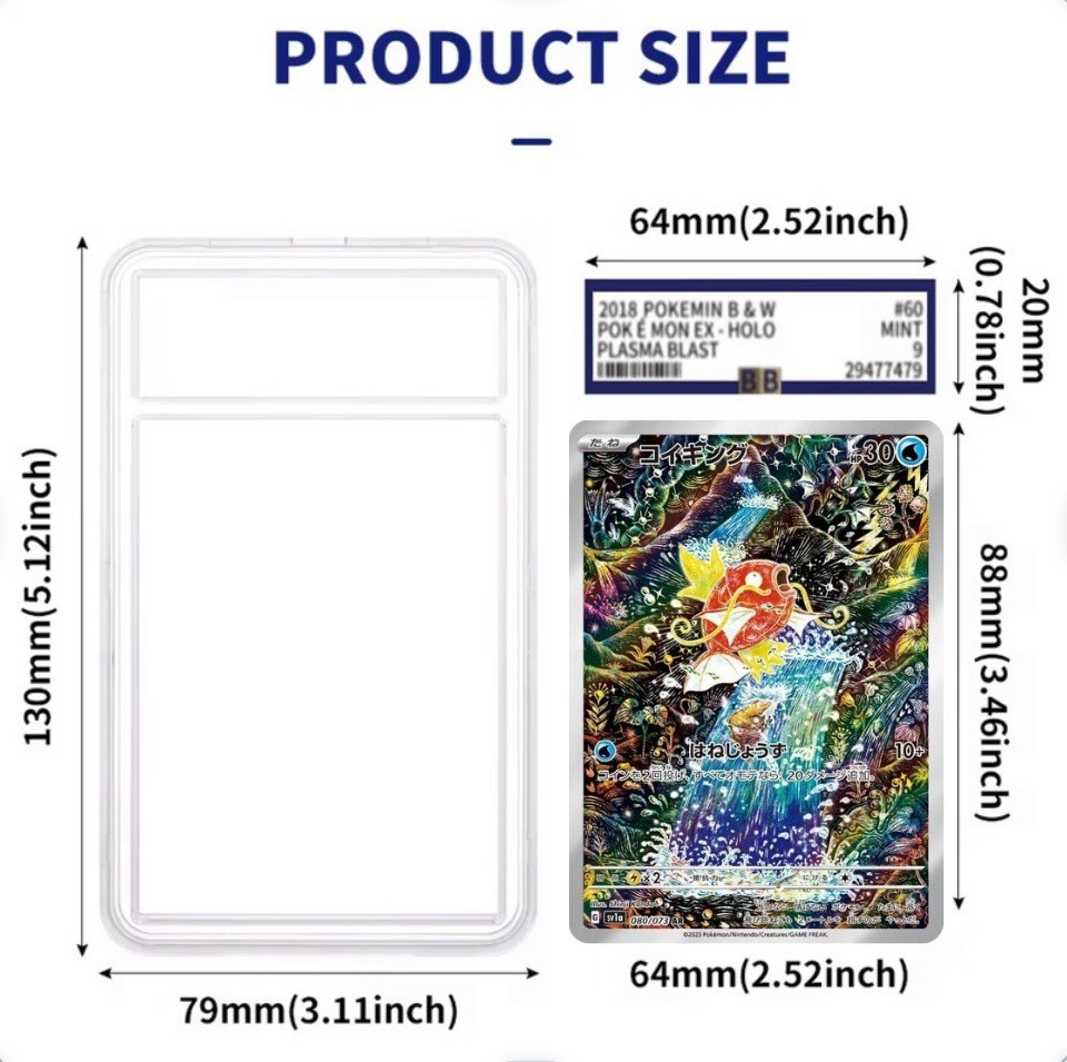 Empty Graded Card Slab Case – Snap Fit Holder for Pokémon, TCG, etc — Clear