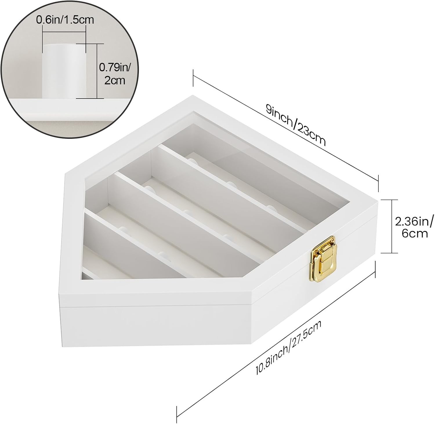 Acrylic Glass Baseball Ring Display Case — 12 Rings