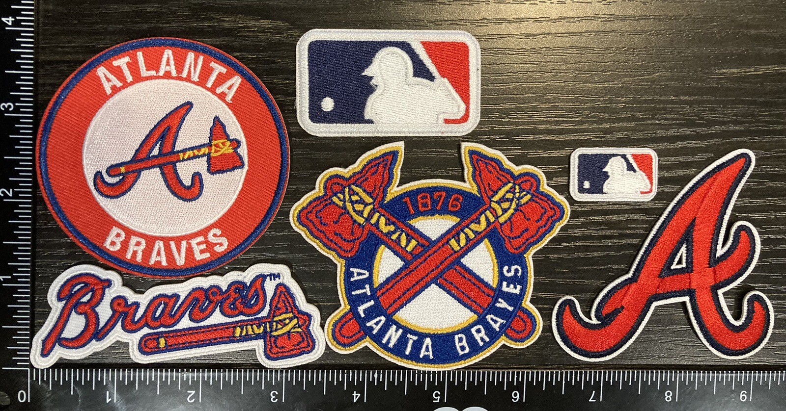 Lot Set Of 6 ATLANTA BRAVES EMBROIDERED IRON ON PATCH MLB BASEBALL