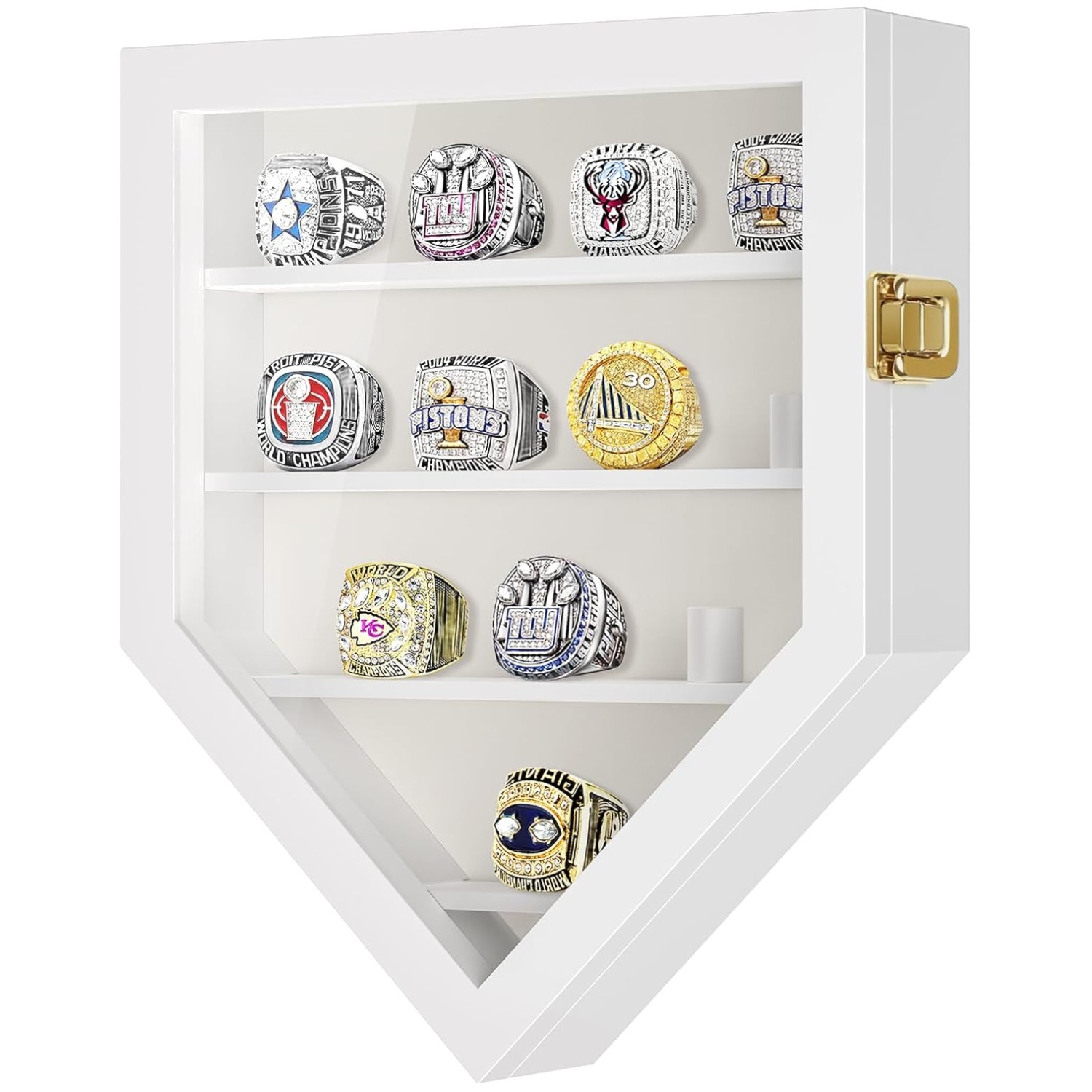 Acrylic Glass Baseball Ring Display Case — 12 Rings