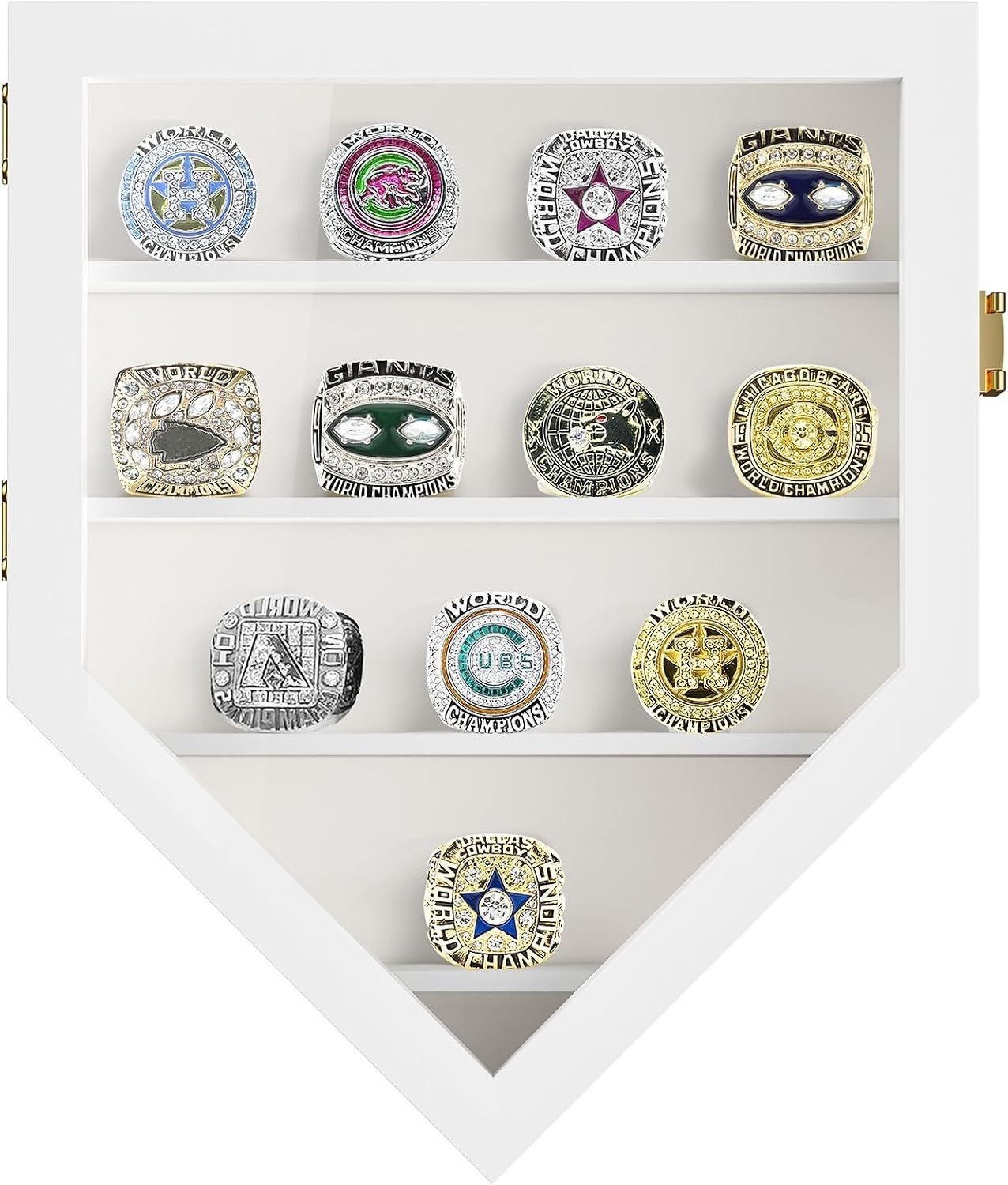 Acrylic Glass Baseball Ring Display Case — 12 Rings