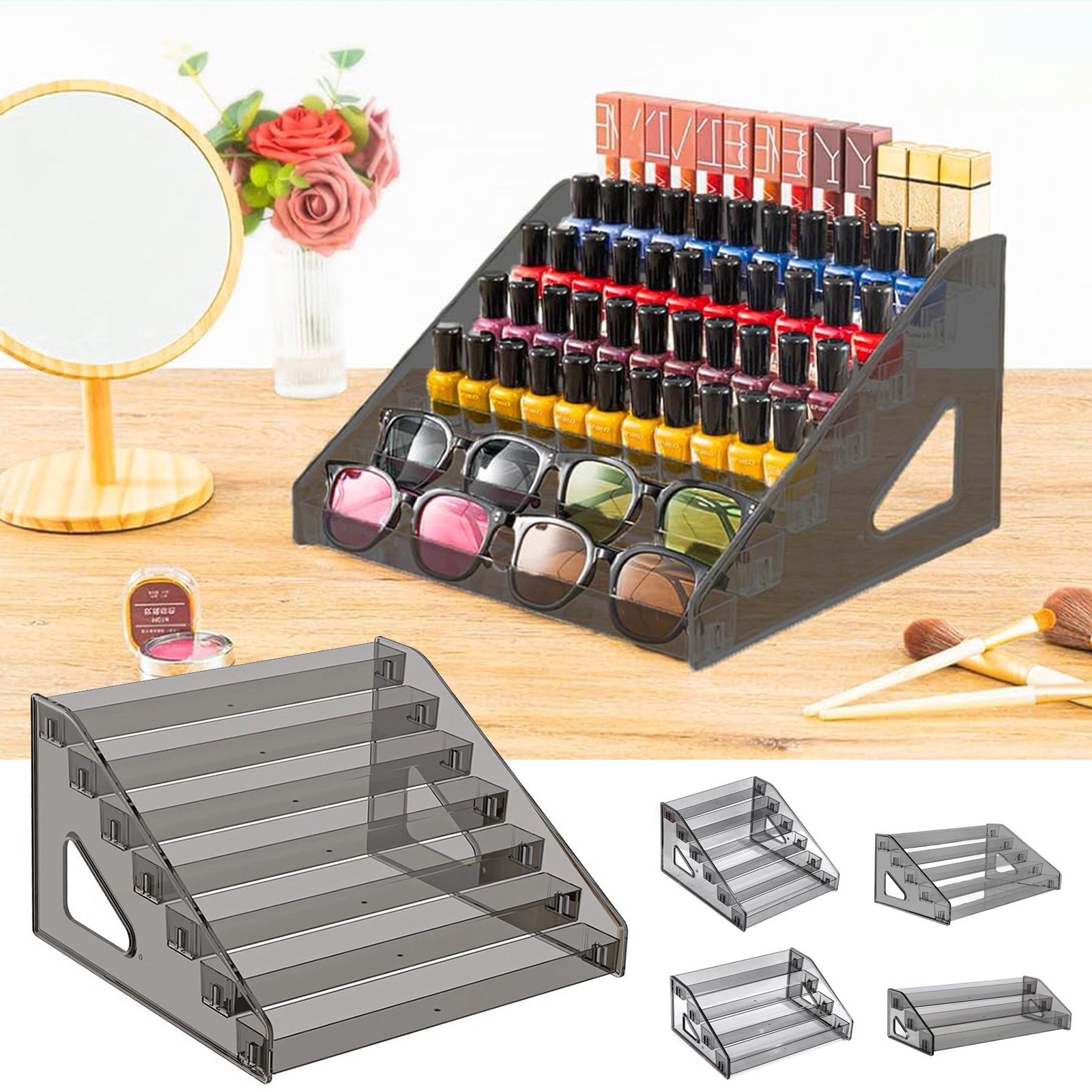 Acrylic Display Shelf Counter Riser Stand Rack Shelves for Salons Toys Home Use