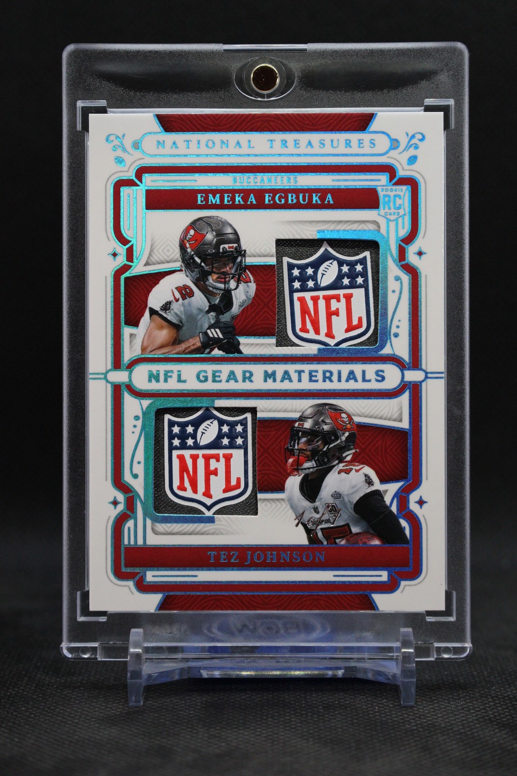 2025 National Treasures #RGCM-EJ Emeka Egbuka Tez Johnson RC DUAL NFL Shield 1/1