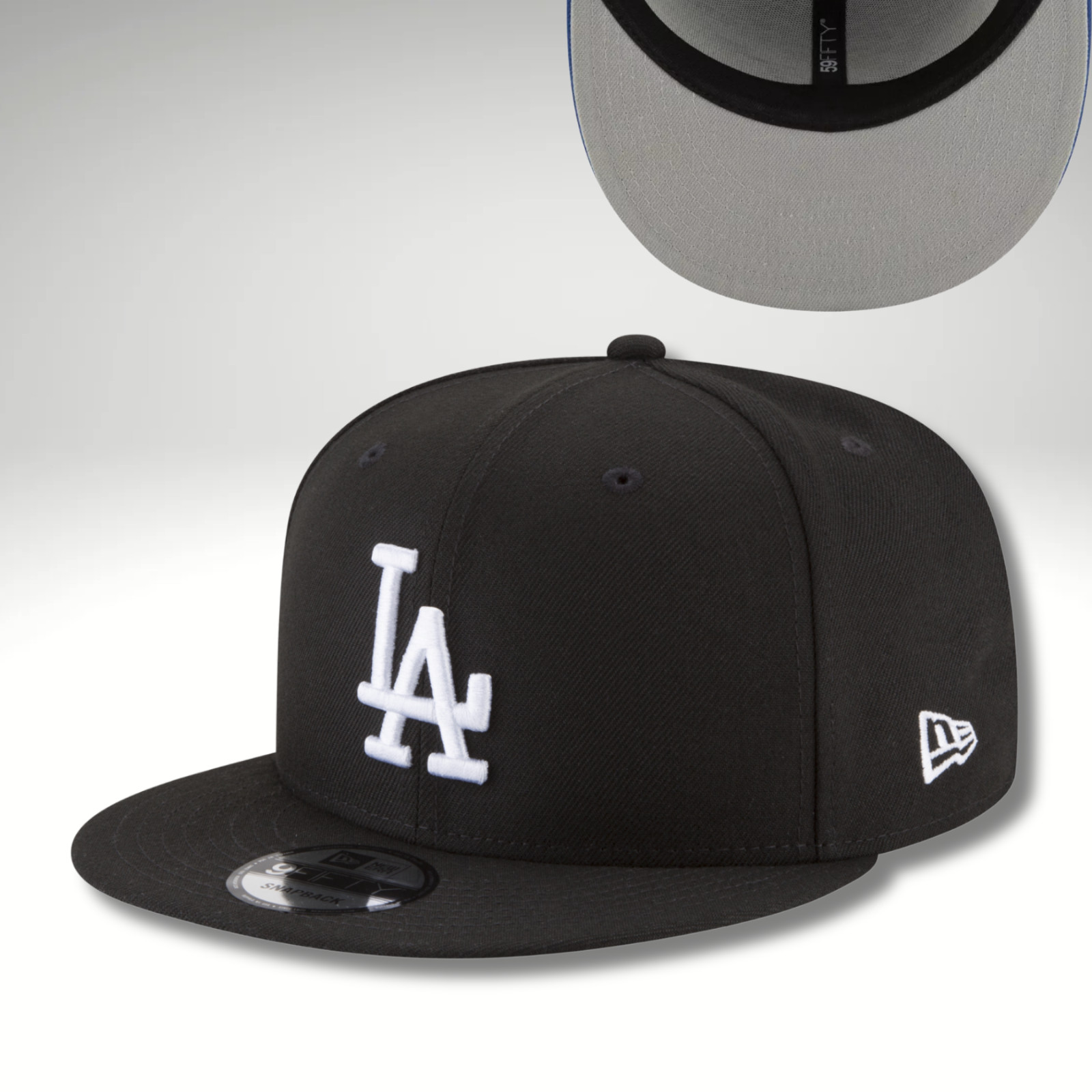 New Era 9FIFTY Snapback Hat MLB LA Dodgers Black white- Men’s Adjustable Cap