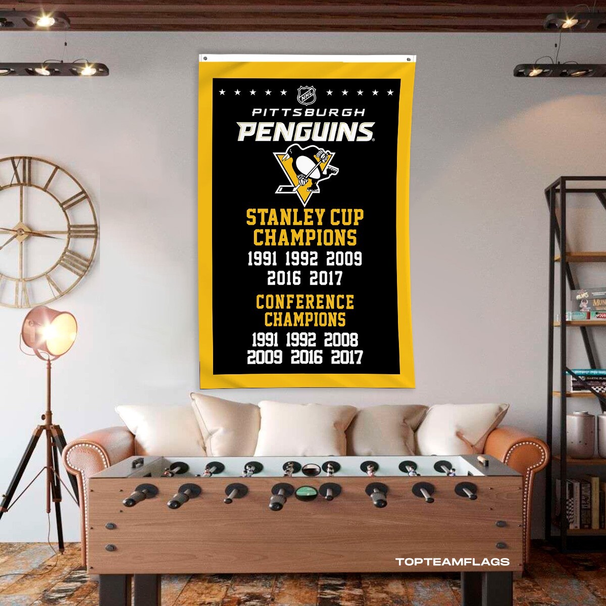 Pittsburgh Penguins 3×5 ft Banner Hockey NHL Stanley Cup Champions Flag