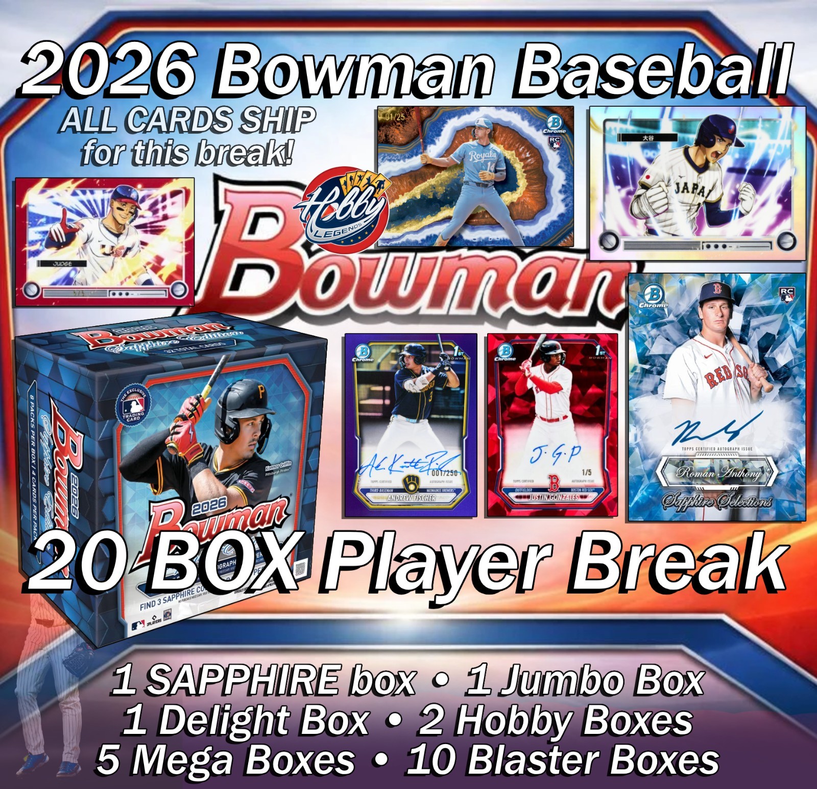 Peanut200088 — 2026 BOWMAN+SAPPHIRE (20 Box) Player Break#2 — Balance of Cards