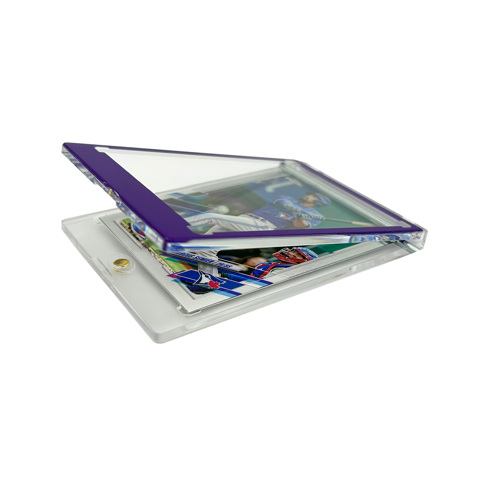 CF Magnetic Card Holder One Touch Case PURPLE BORDER — 35PT-360PT Sizes
