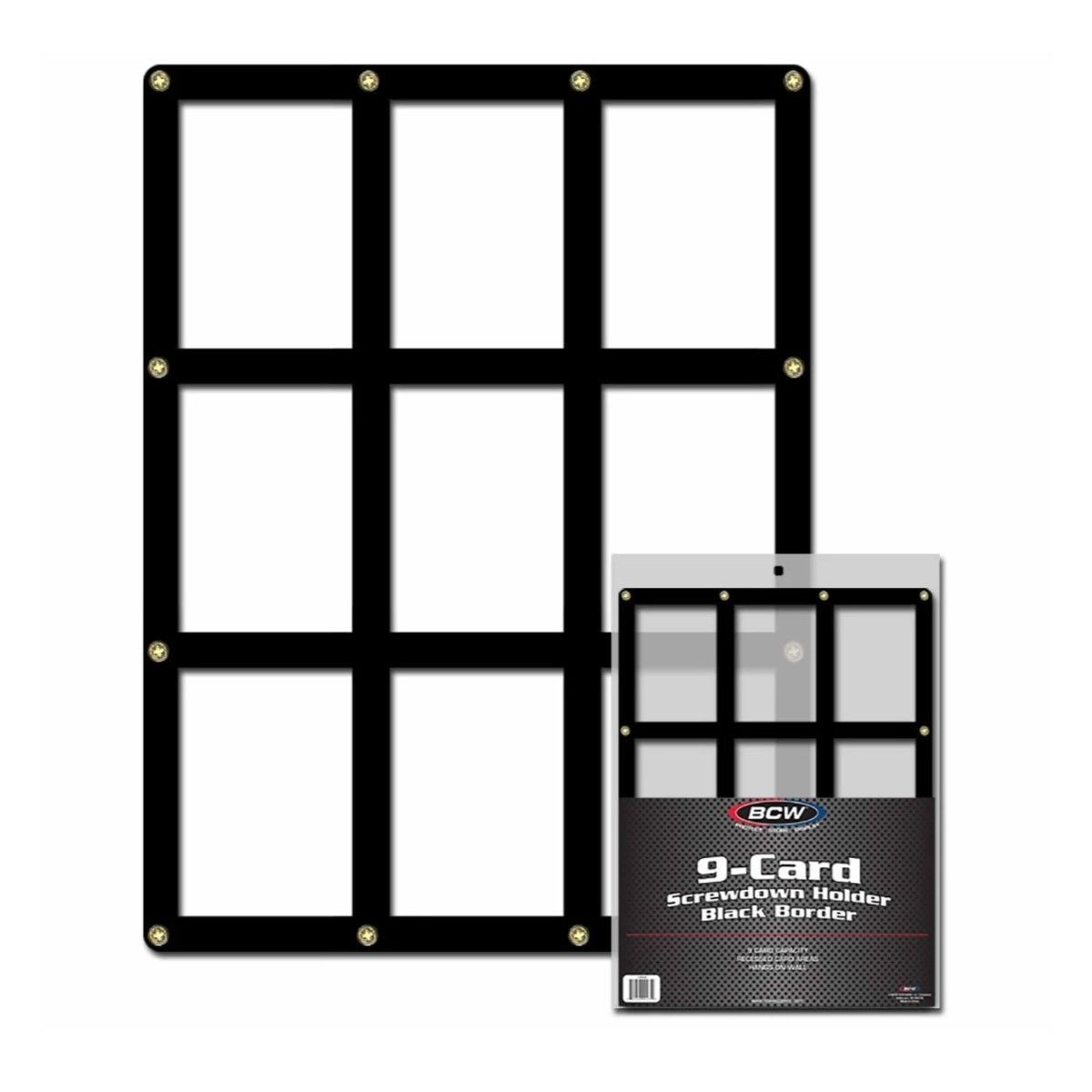 BCW 9-Card Black Border Frame Screwdown Holder Sports Wall Display Case Storage