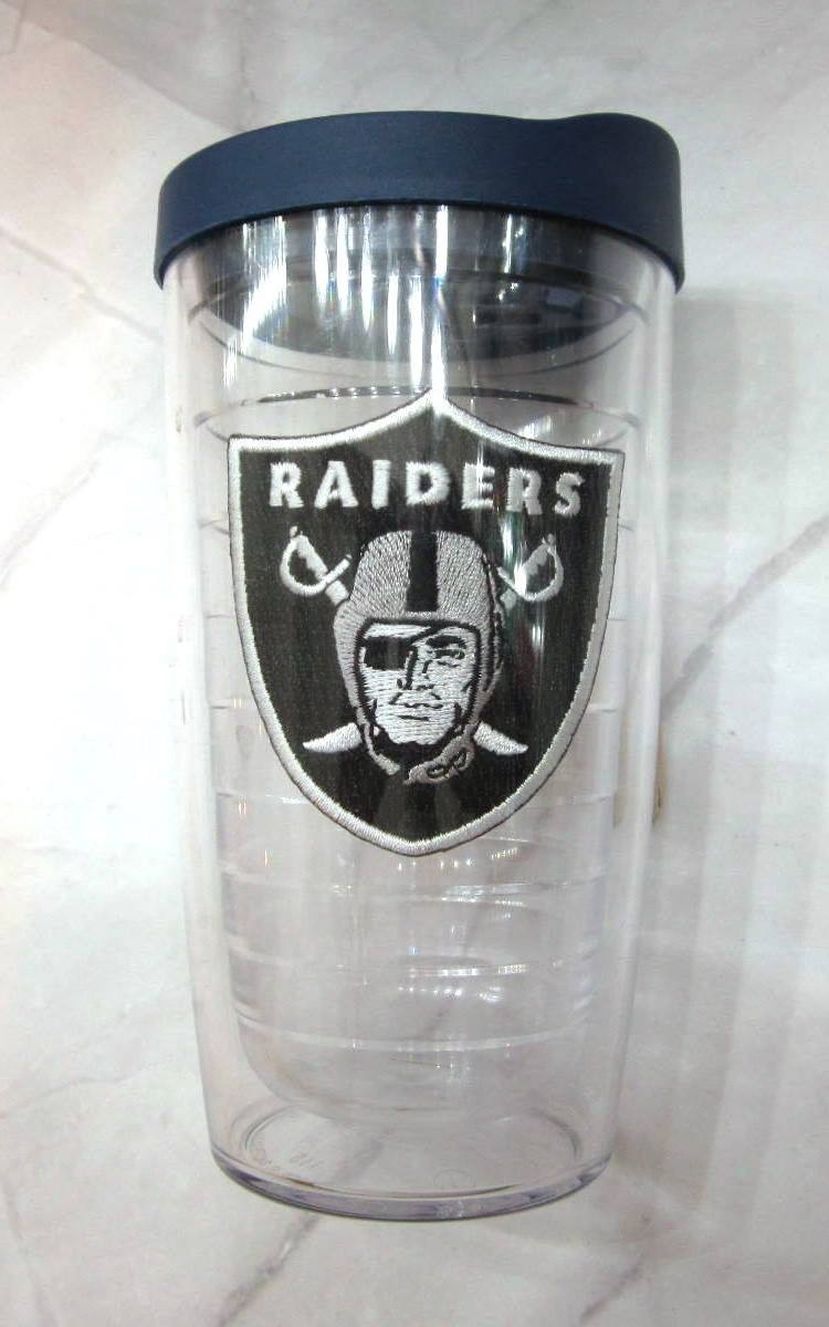 Tervis RAIDERS Patch Logo 10 Oz Tumbler Travel Cup With Blue Lid — NEW!