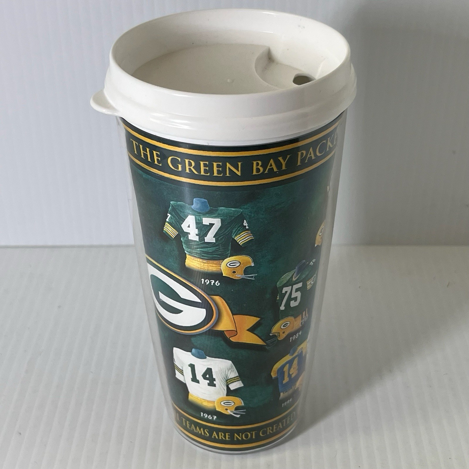 Green Bay Packers 7 inch Acrylic Drinking Glass with Top  “ ALL TEAMS ARE NOT…