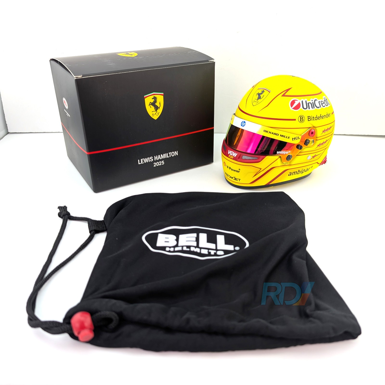 2025 Lewis Hamilton Mini Helmet — 1:2 Scale Bell Ferrari F1 Helmet — 4100414