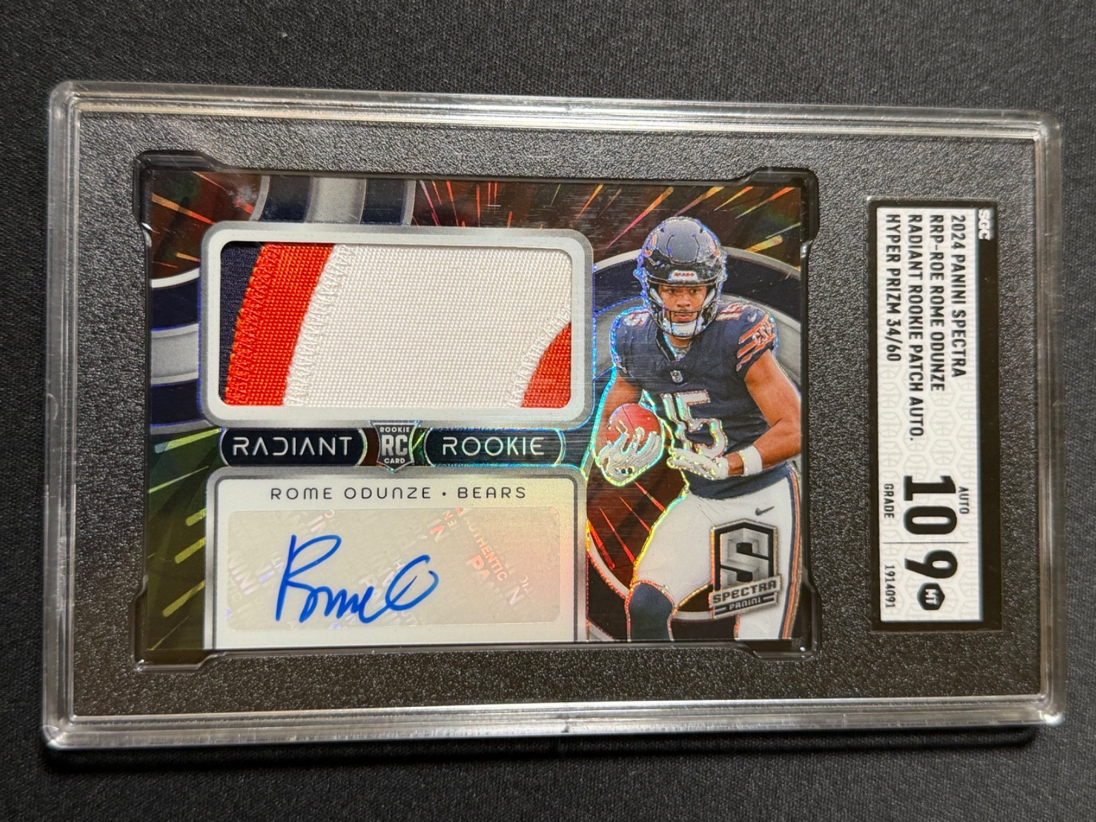 2024 Panini Spectra Hyper Prizm ROME ODUNZE Radiant Rookie RPA /60 Auto Patch