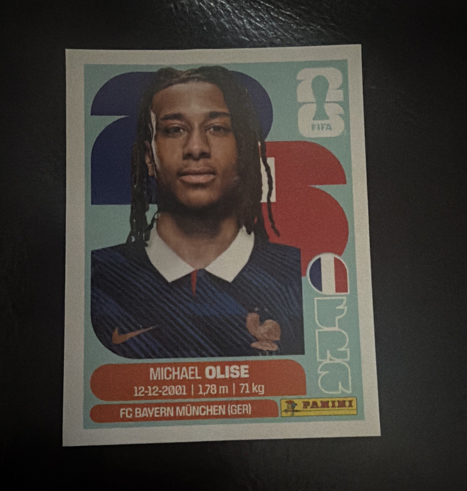 Panini FIFA World Cup 2026 Sticker FRA 14 Michael Olise FC Bayern Portrait