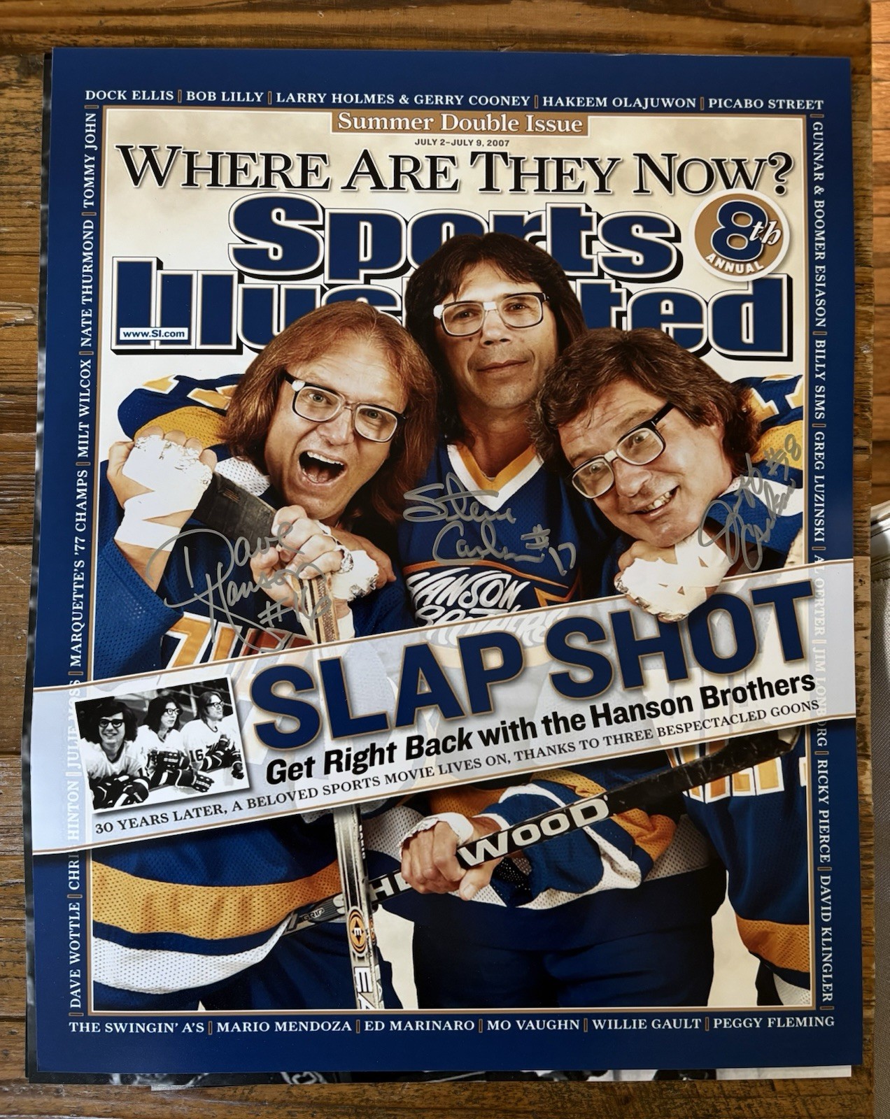 Hanson Brothers Autographed Slapshot 16×20 Poster