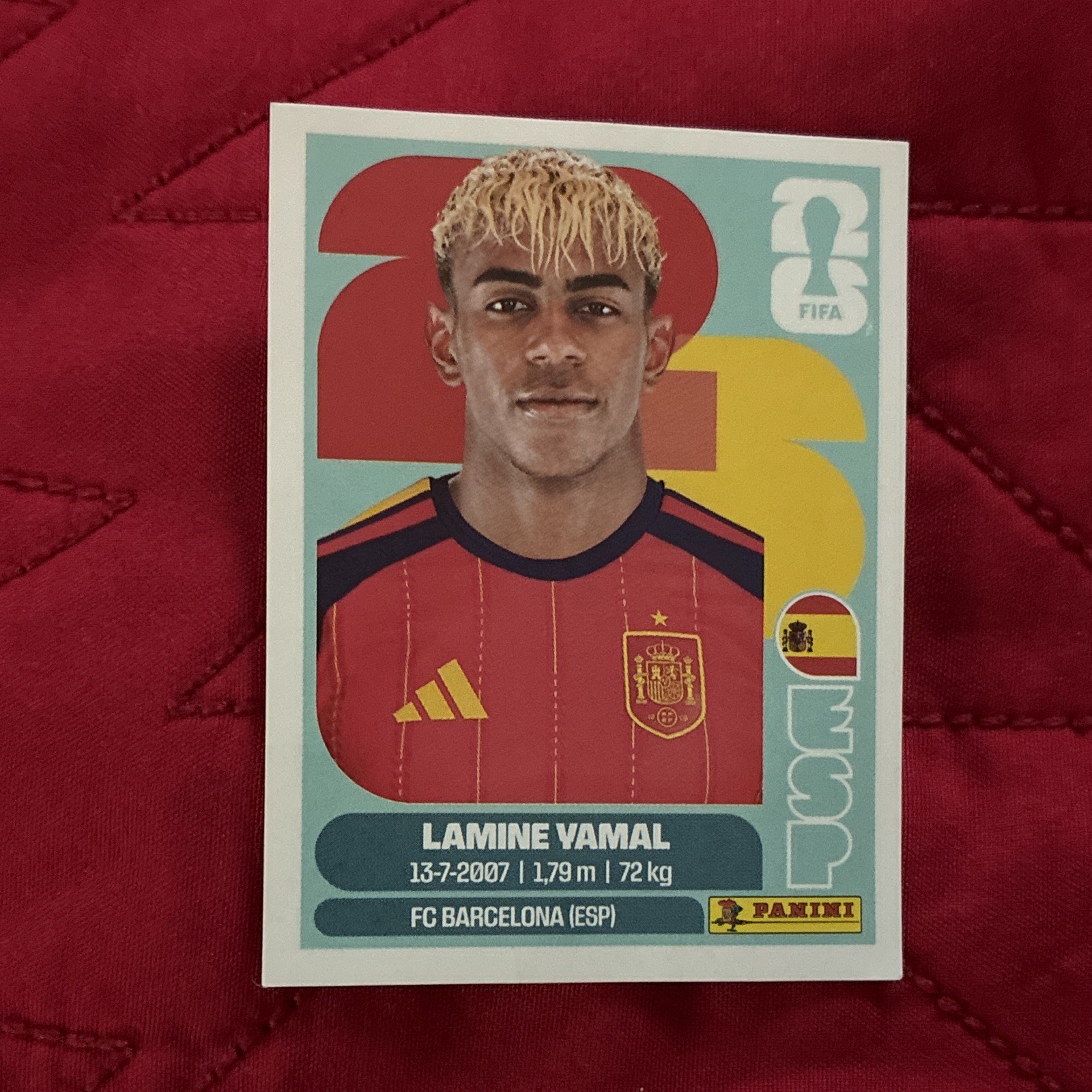 Panini FIFA World Cup 2026 Soccer Sticker ESP 15 Lamine Yamal Portrait Non-Stuck