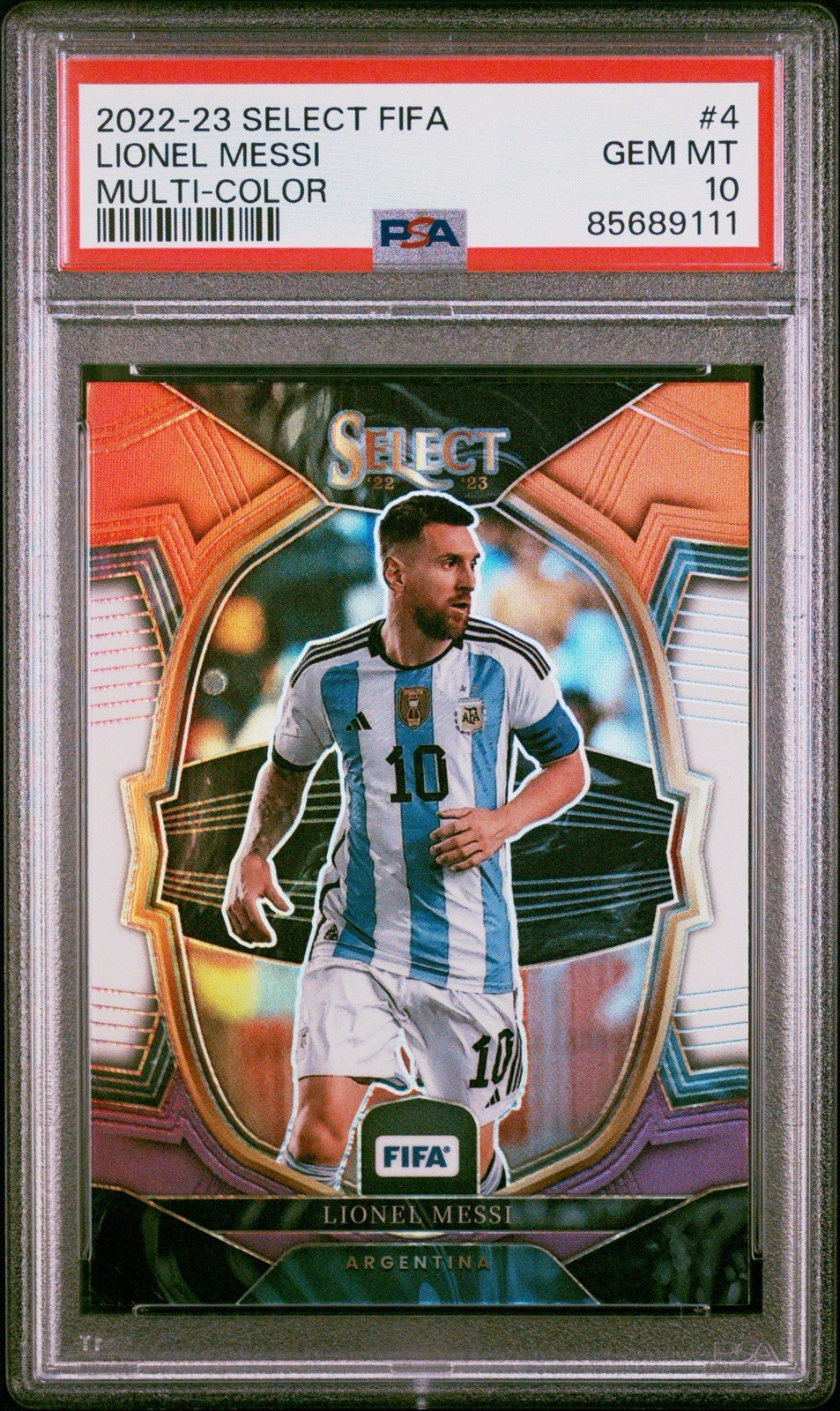 PSA 10: 2022-23 Select FIFA #4 Multi-Color Terrace — Lionel Messi