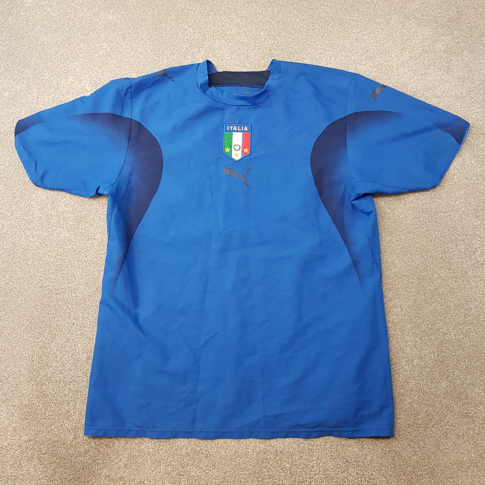 Italy Mens Football Shirt Large Blue Home 2006 World Cup Italia Training