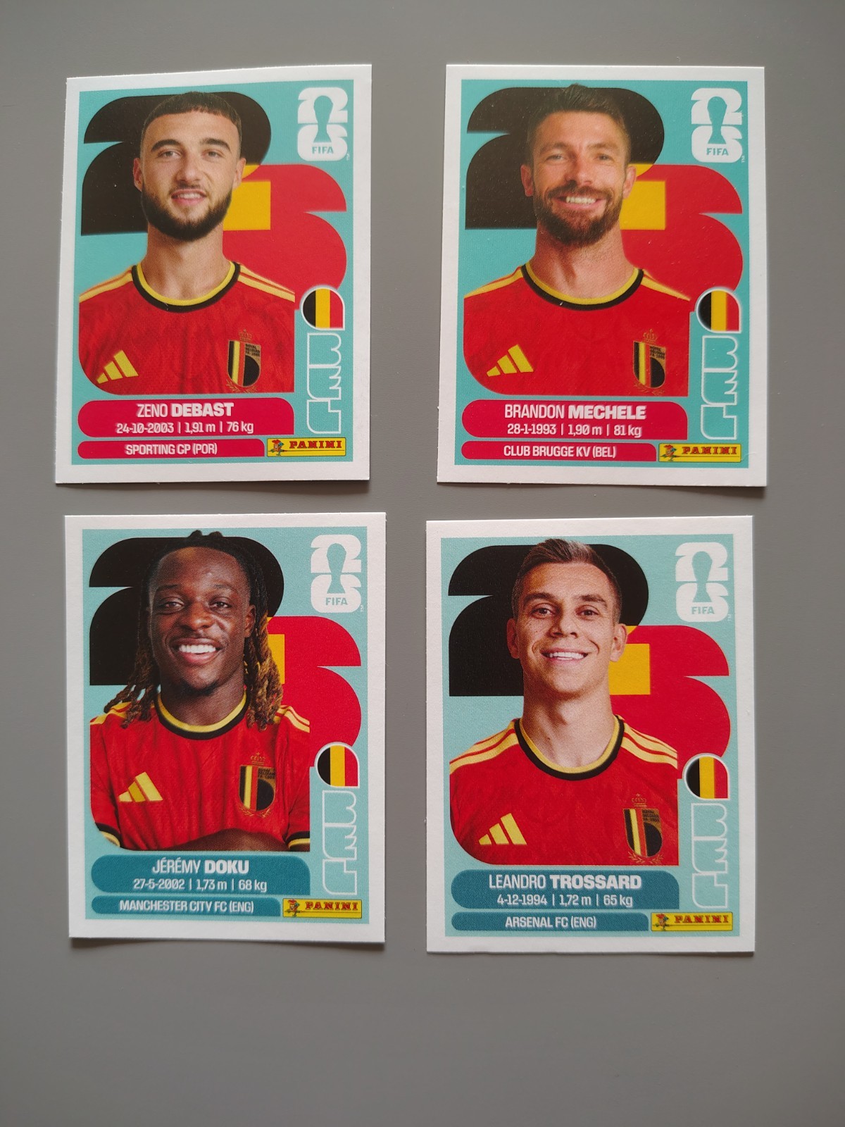 Lot of 4 Panini FIFA World Cup 2026 #BEL Belgium Logo Team Stickers