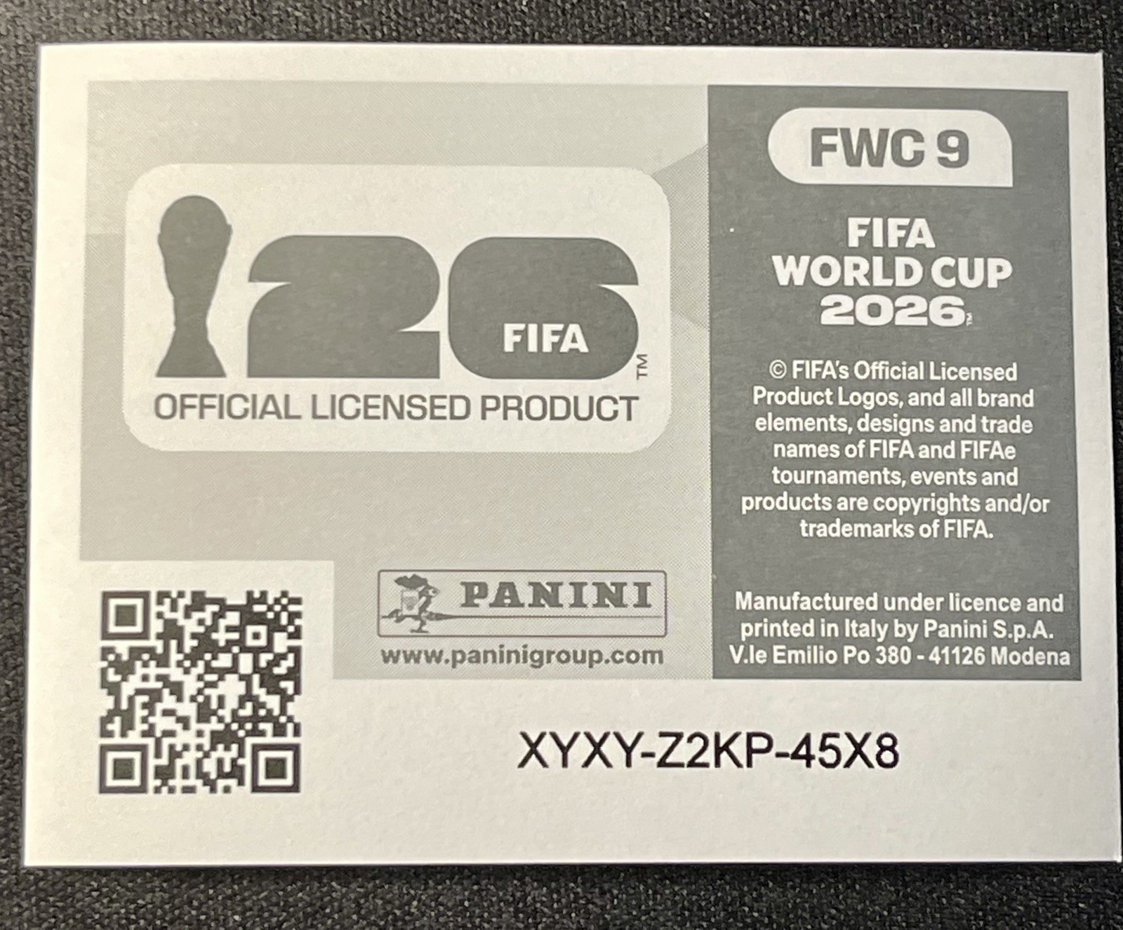 2026 Panini World Cup Sticker FWC9 ITALY 1934