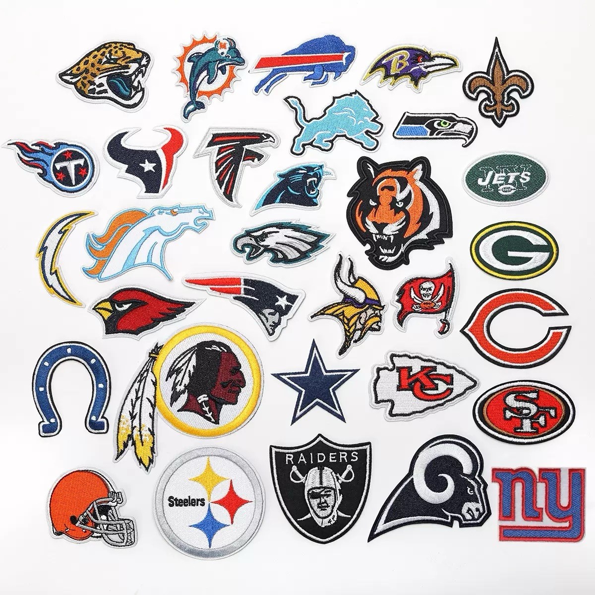 All NFL Team Logos Iron On Patches Wholesale NFL patches Lot of 32 Size Up to 3”
