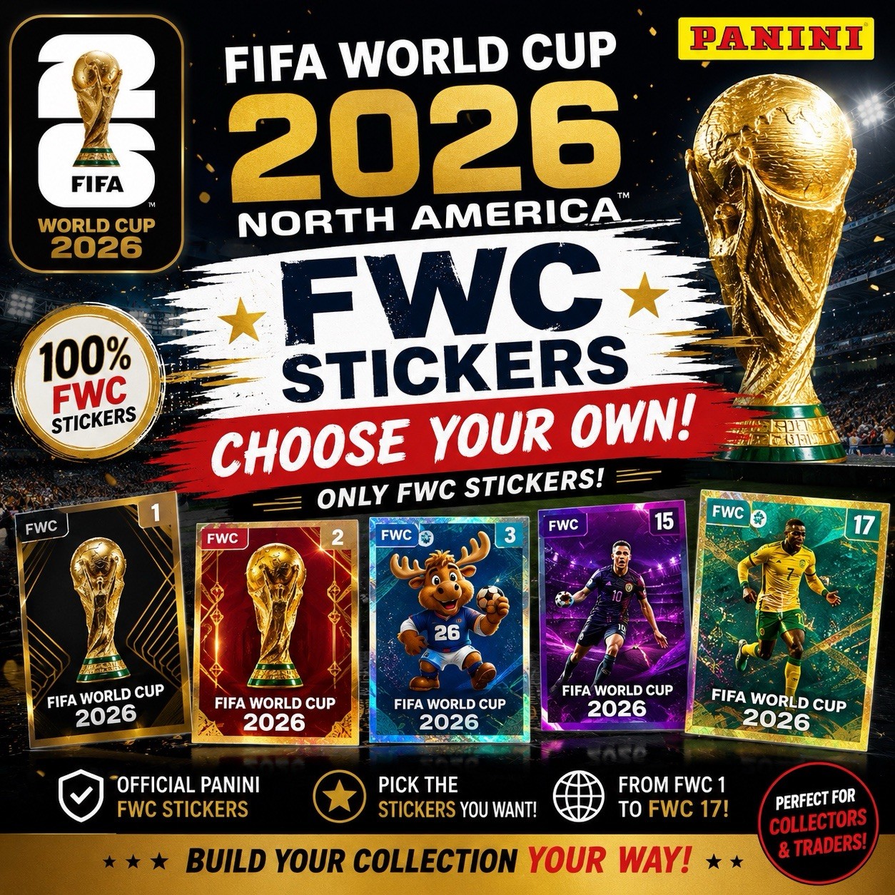 2026 Panini FIFA World Cup Stickers FWC Pick Your Sticker Complete Your Set