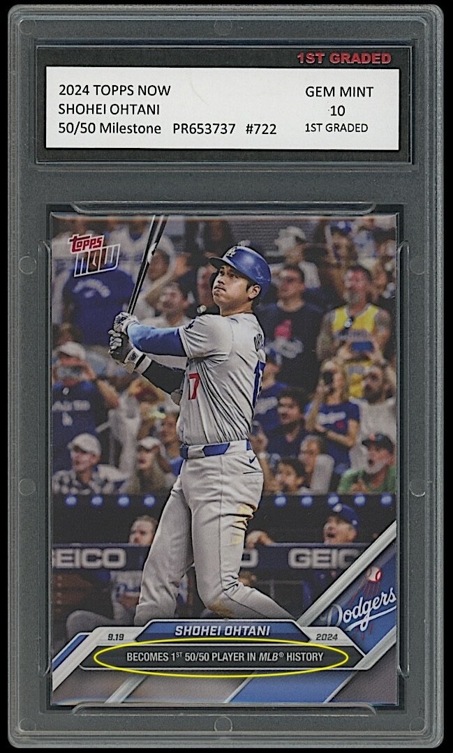 Shohei Ohtani 2024 Topps Now 50/50 Milestone 1st Graded 10 LA Dodgers Card #722