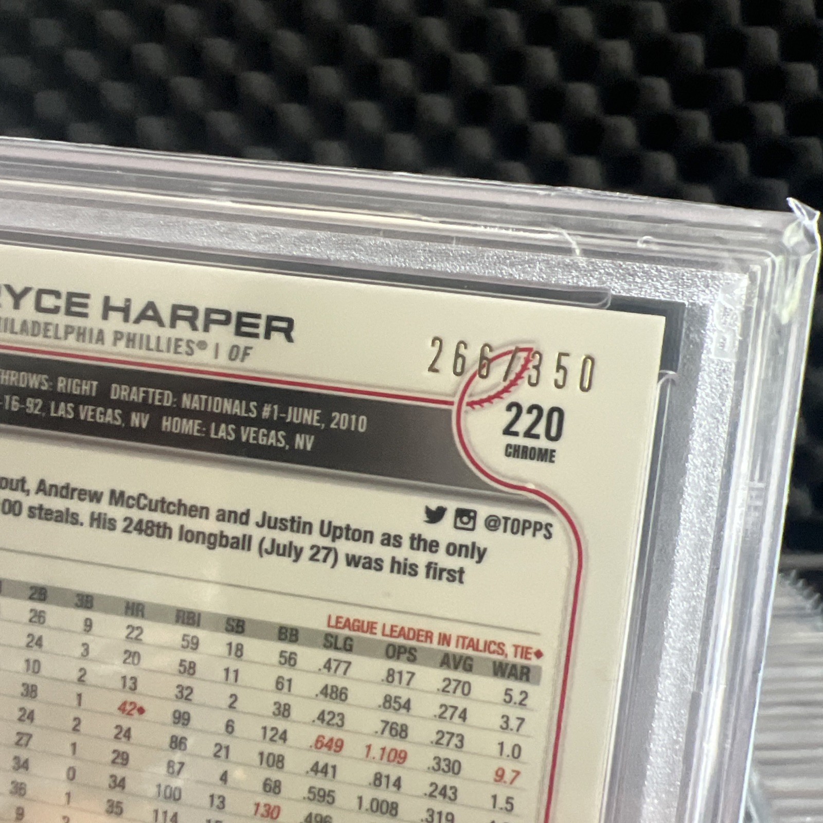 2022 Topps chrome Bryce Harper Magenta Speckle Refactor #/350🔥PSA 10🔥POP 10