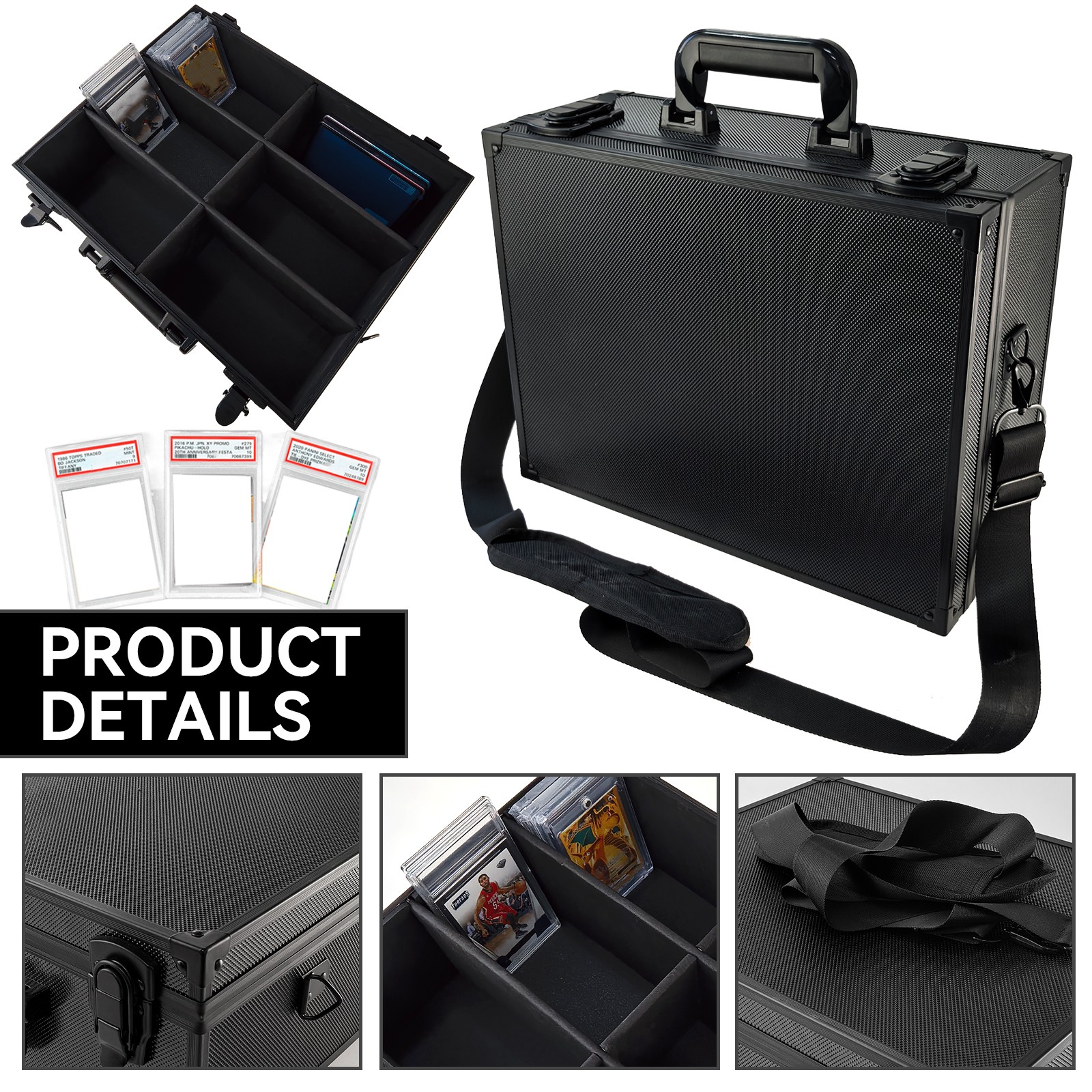 6-Slot Premium Aluminum Alloy Card Storage Box, Portable Handheld Organizer Case