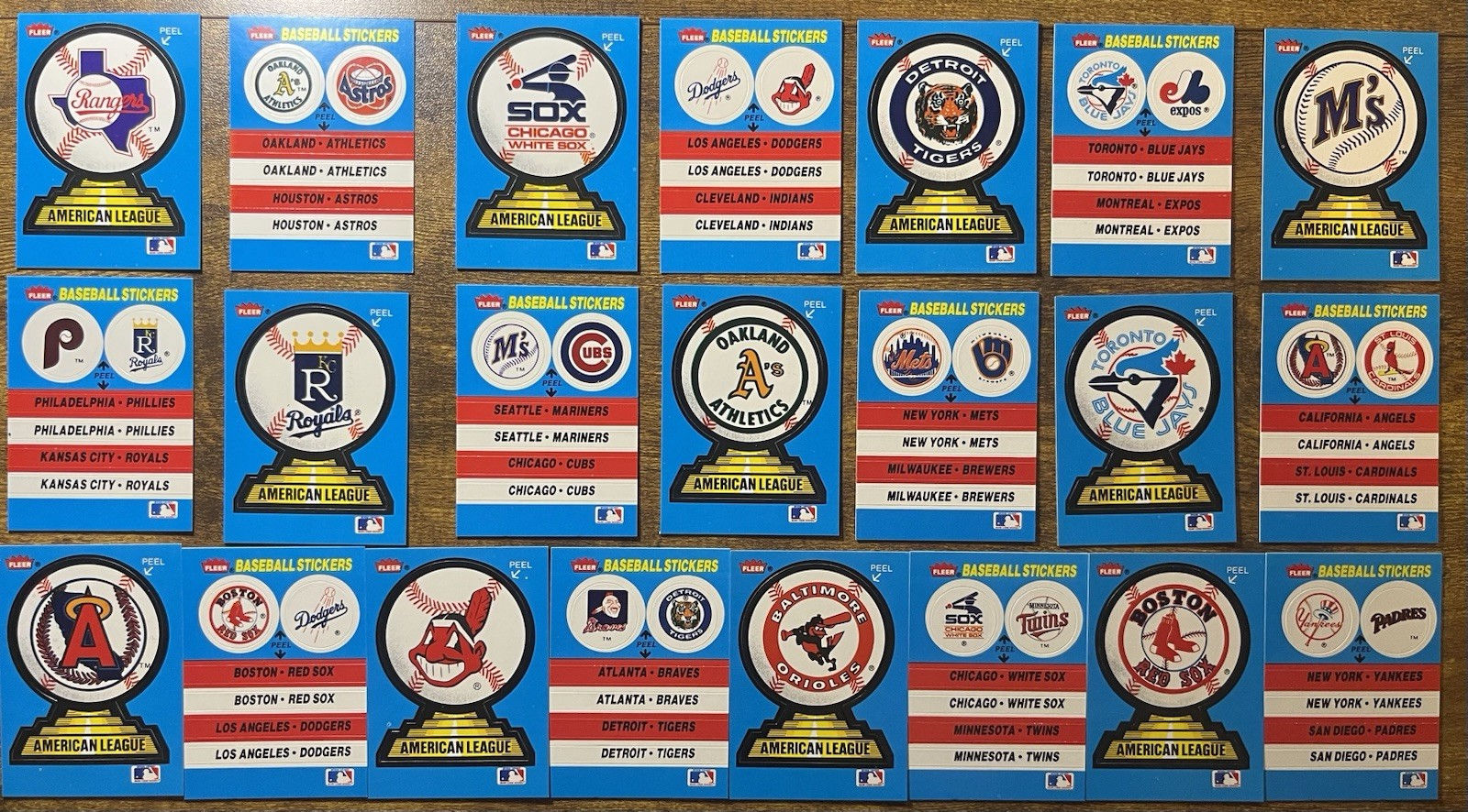 1987 FLEER UPDATE BASEBALL 22 RANDOM TEAM LOGO STICKERS NM-MT