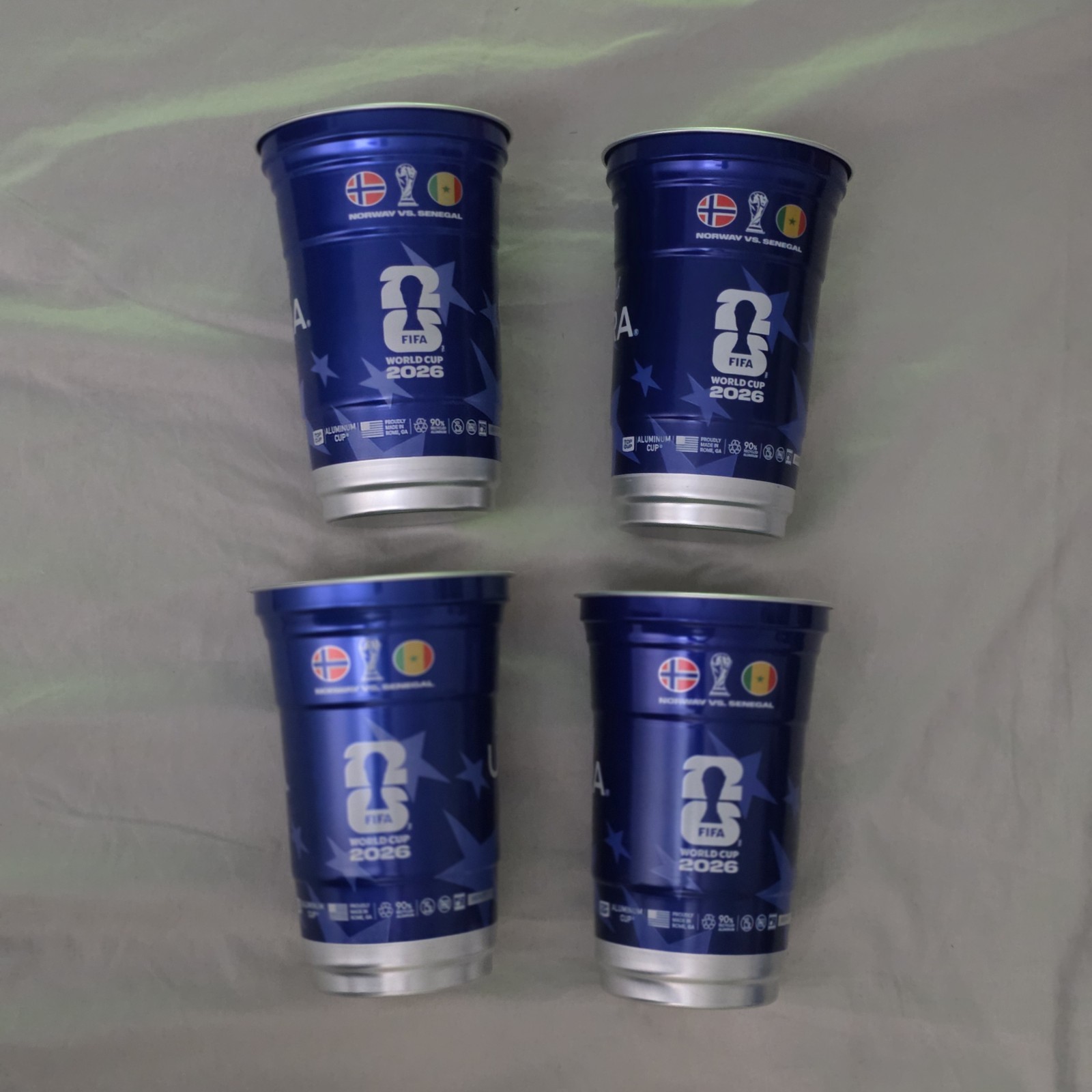 Norway Vs. Senegal FIFA World Cup 2026 Michelob Ultra Set Of 4 Aluminum Cups NY