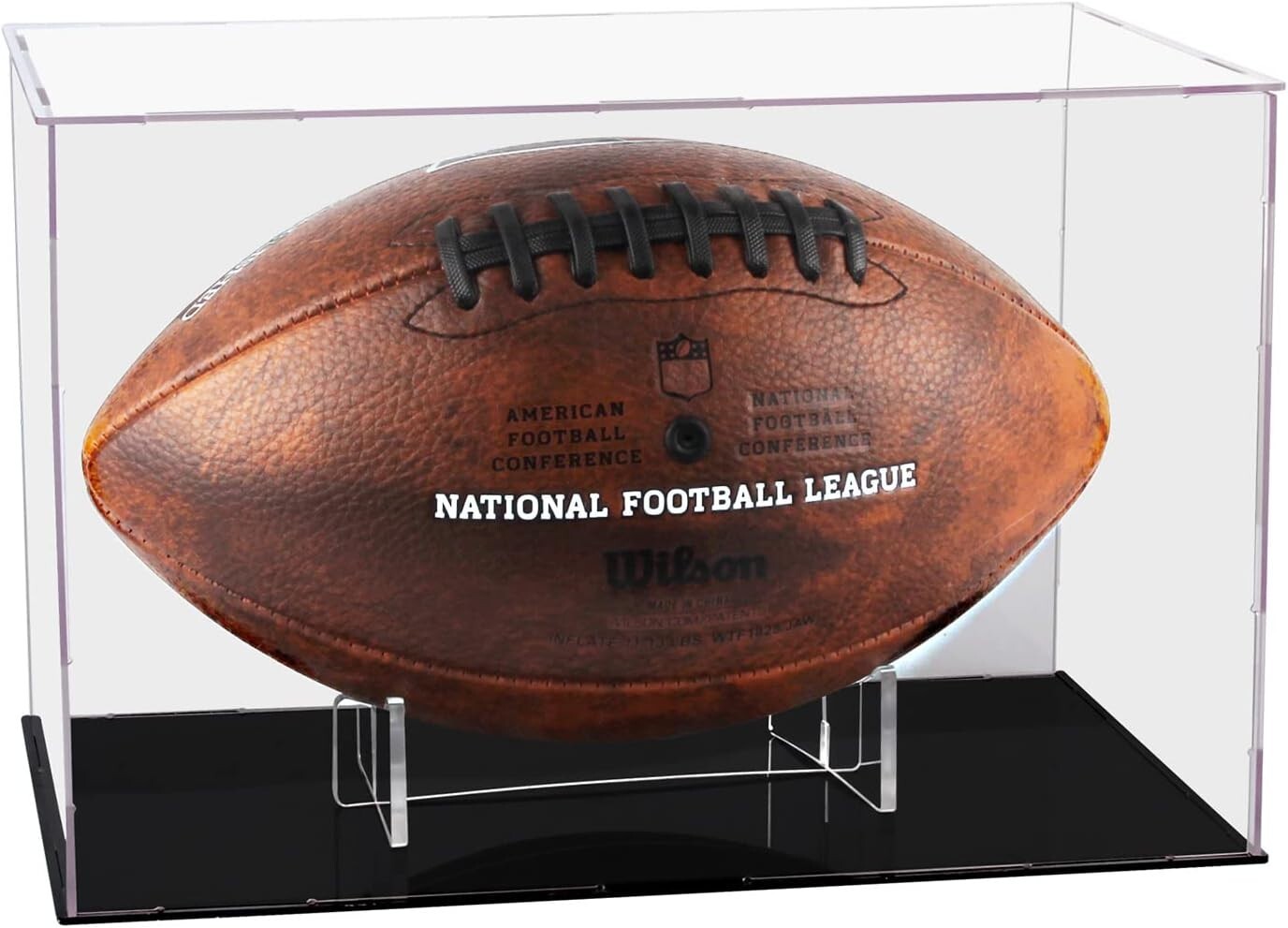 Clear Football Display Box Case with Steel Brackets Hanger Removable Inner Stand