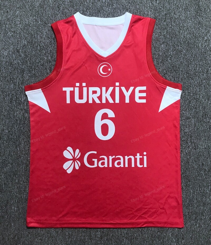 Custom 2019 China Cedi Osman 6 Team Türkiye Turkey Basketball Jersey Printed Red