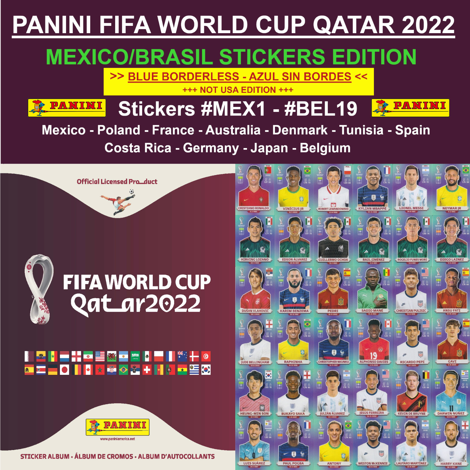 Panini World Cup QATAR 2022 — MEXICO/BRASIL Edition — Stickers #MEX1 — #BEL20