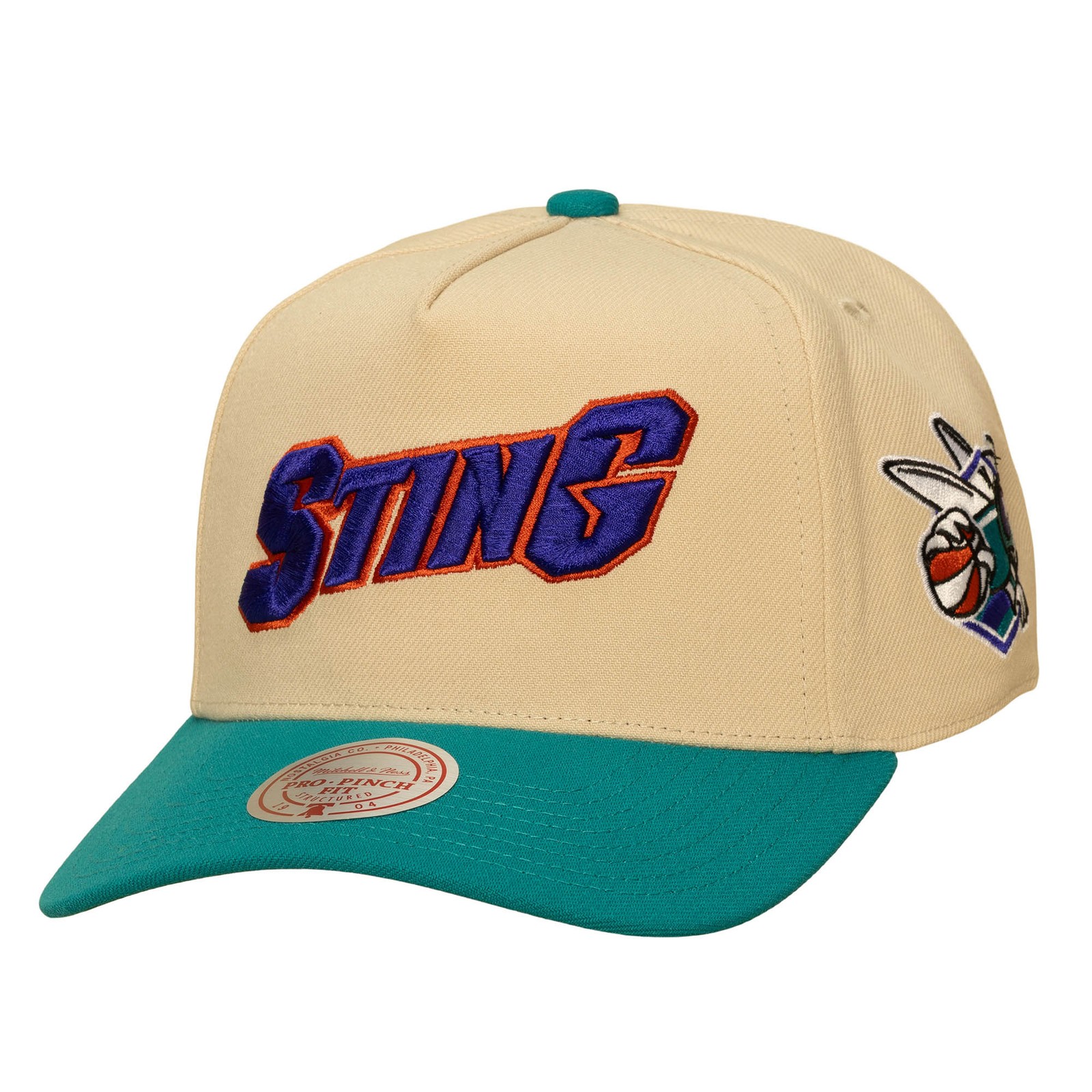 Unisex Mitchell & Ness Khaki/Teal Charlotte Sting Pro Pinch Snapback Hat