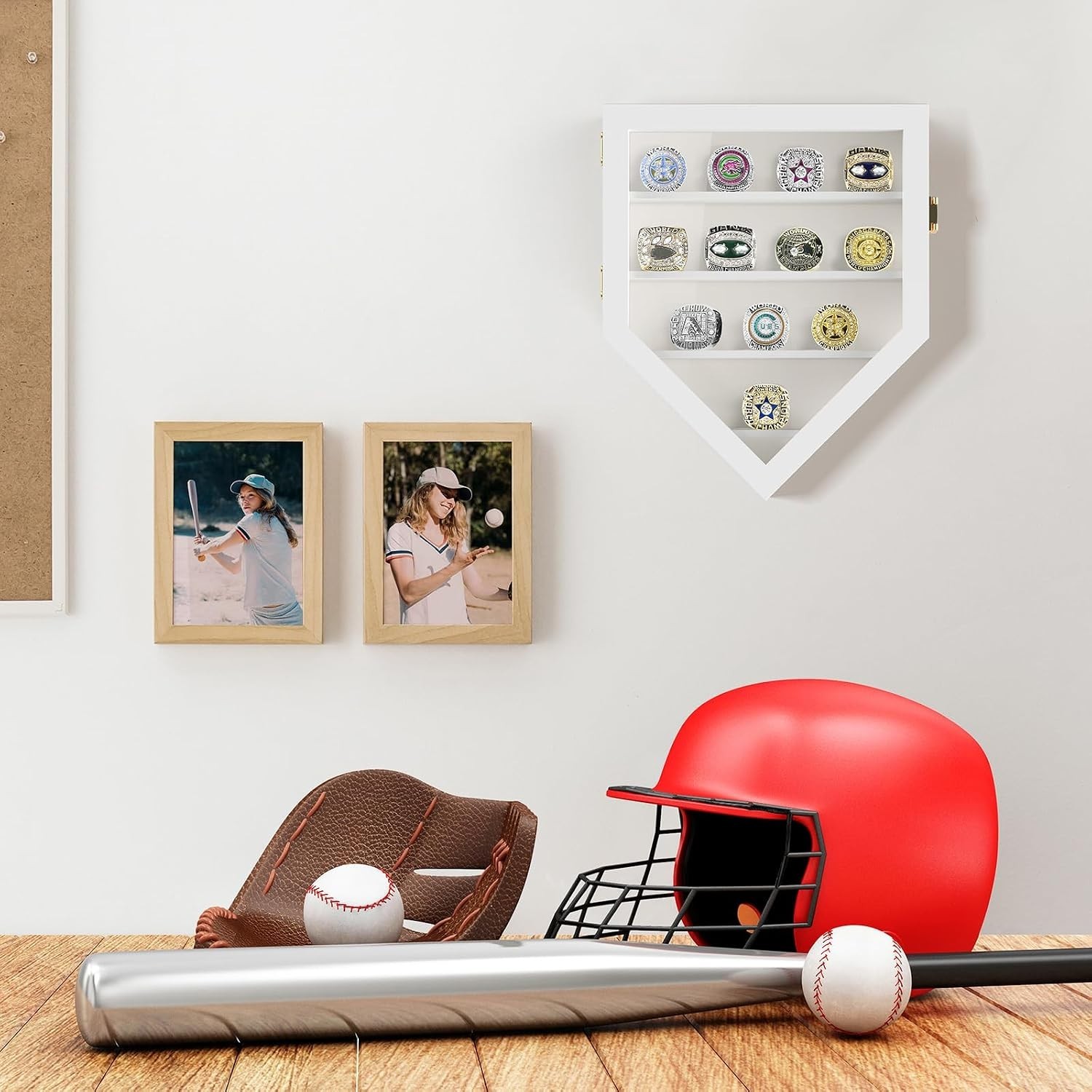 Acrylic Glass Baseball Ring Display Case — 12 Rings