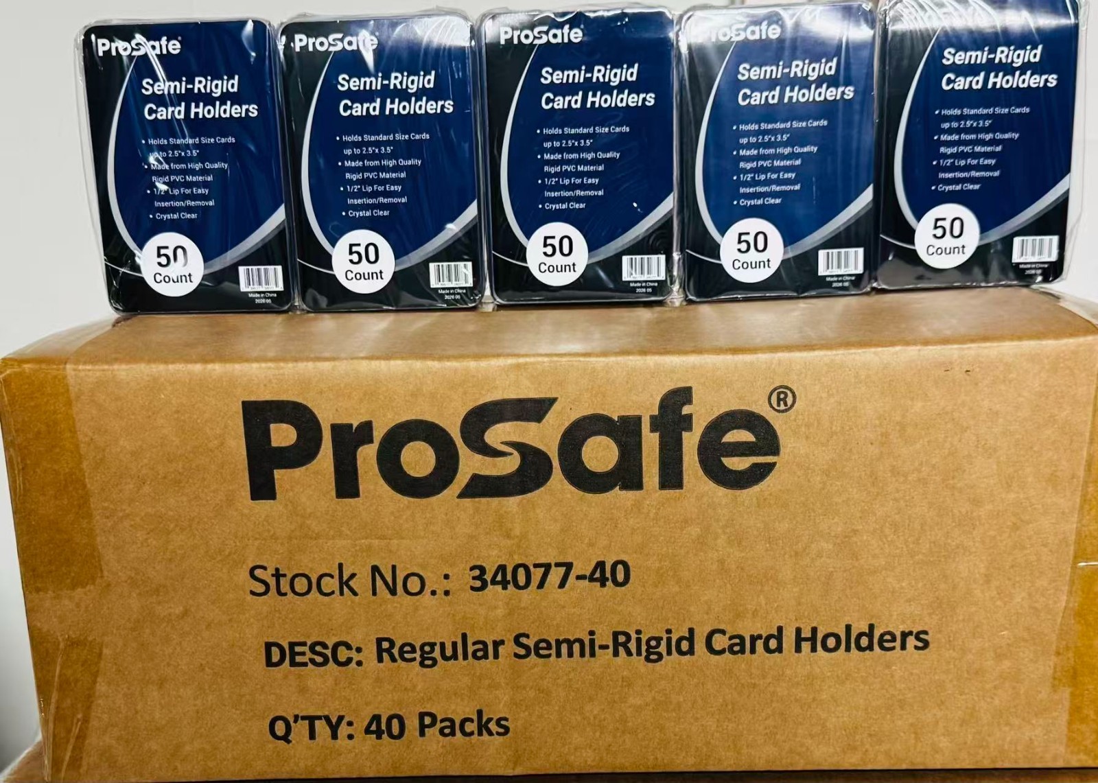 2000 PRO SAFE Regular Size Semi-rigid Card Holders — Wholesale — Free Shipping