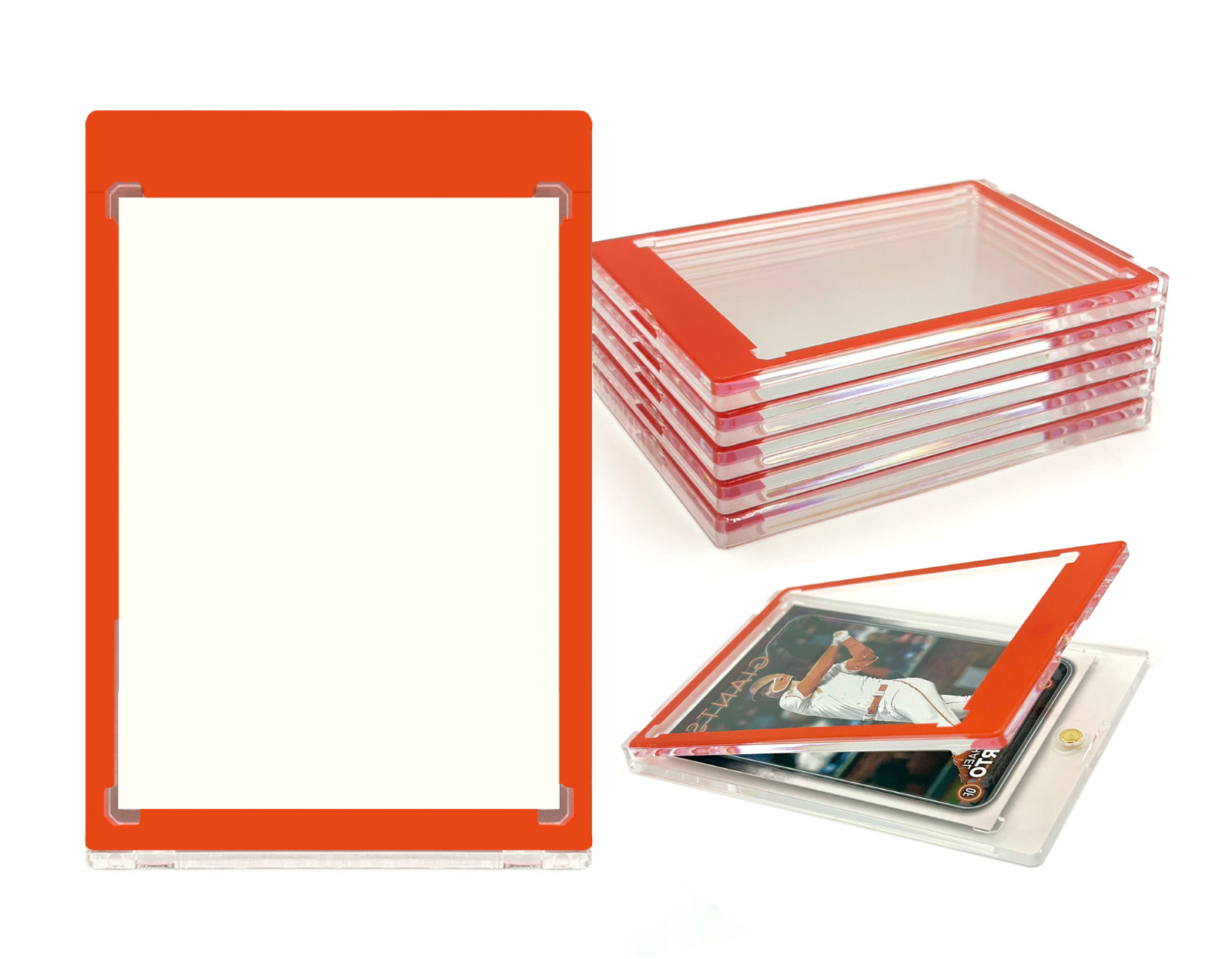 CF Magnetic Card Holder One Touch Case ORANGE BORDER — 35PT-360PT Sizes