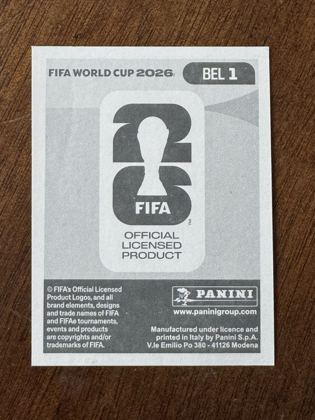 Panini FIFA World Cup 2026 Sticker BEL 1 Belgium Royal Belgian FA — 1895