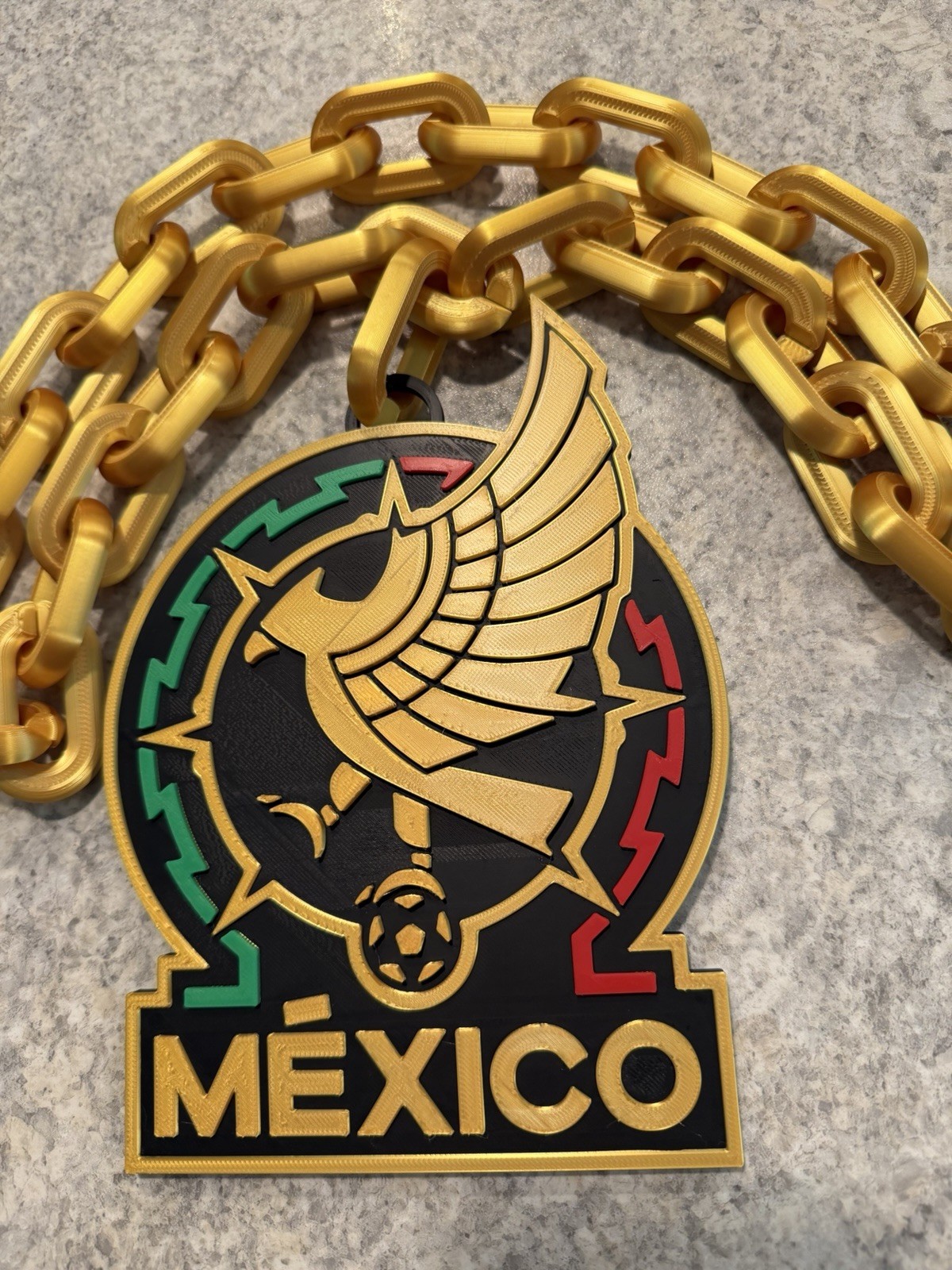 Mexico Soccer FIFA World Cup Logo Pendant Hype Chain- Gold (FAST FREE SHIP!)
