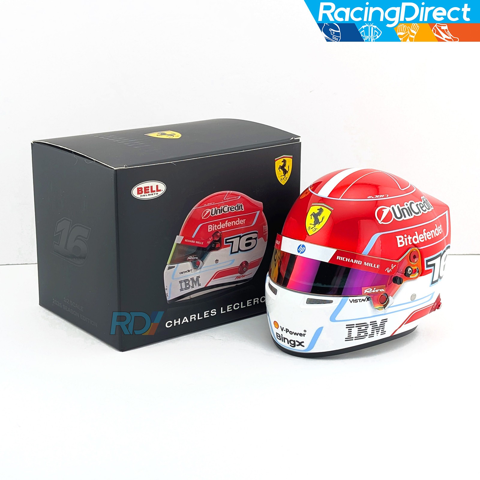 2026 Charles Leclerc Mini Helmet — 1:2 Scale — Ferrari Bell F1 Helmet — 4100535