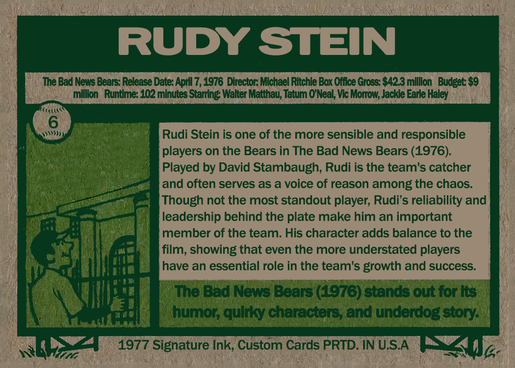 The Bad News Bears 1977 Movie Custom Trading Card Set (9 Cards) – Classic