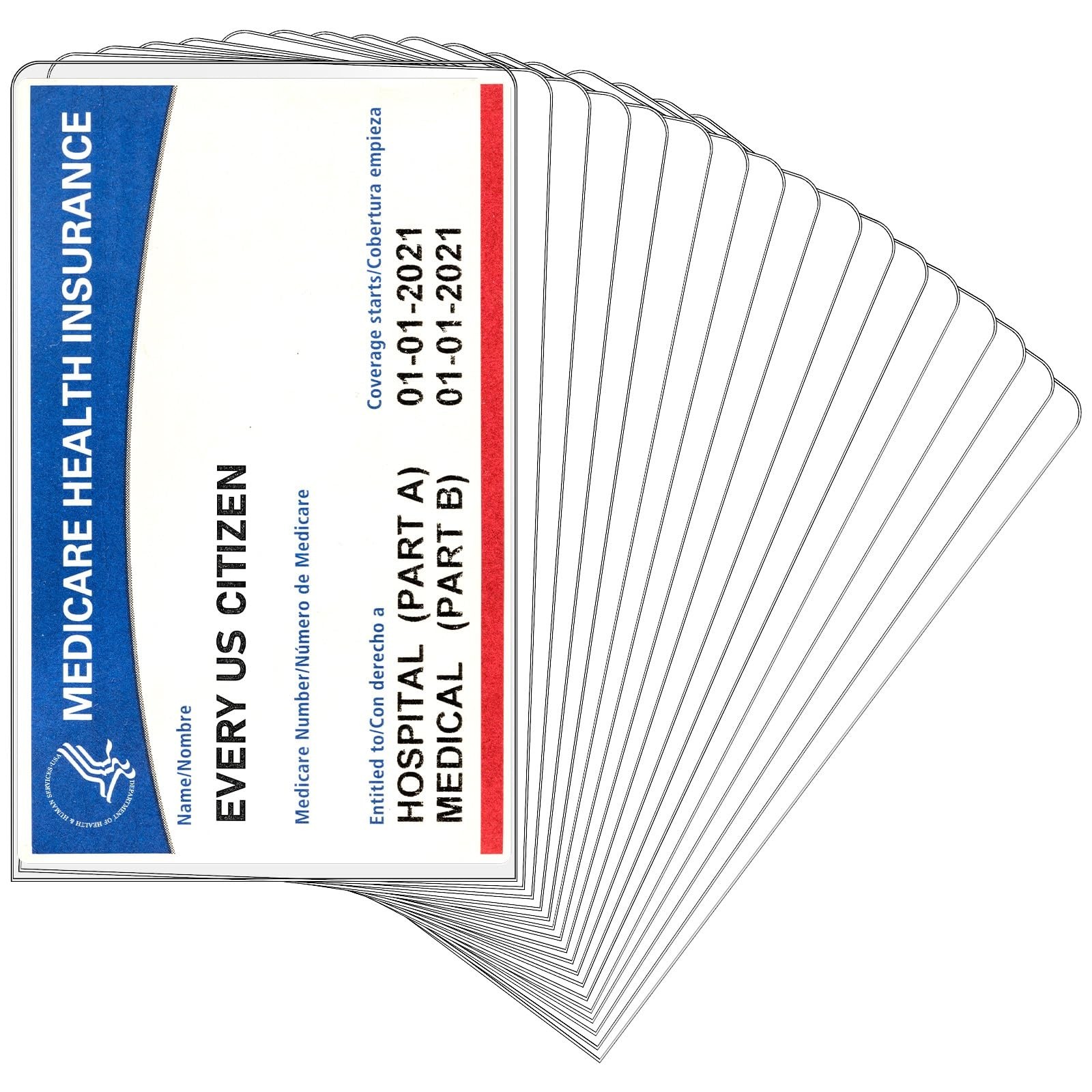 200 Clear PVC Medicare Card Holder Sleeves — 12 Mil Waterproof Vaccine Protector