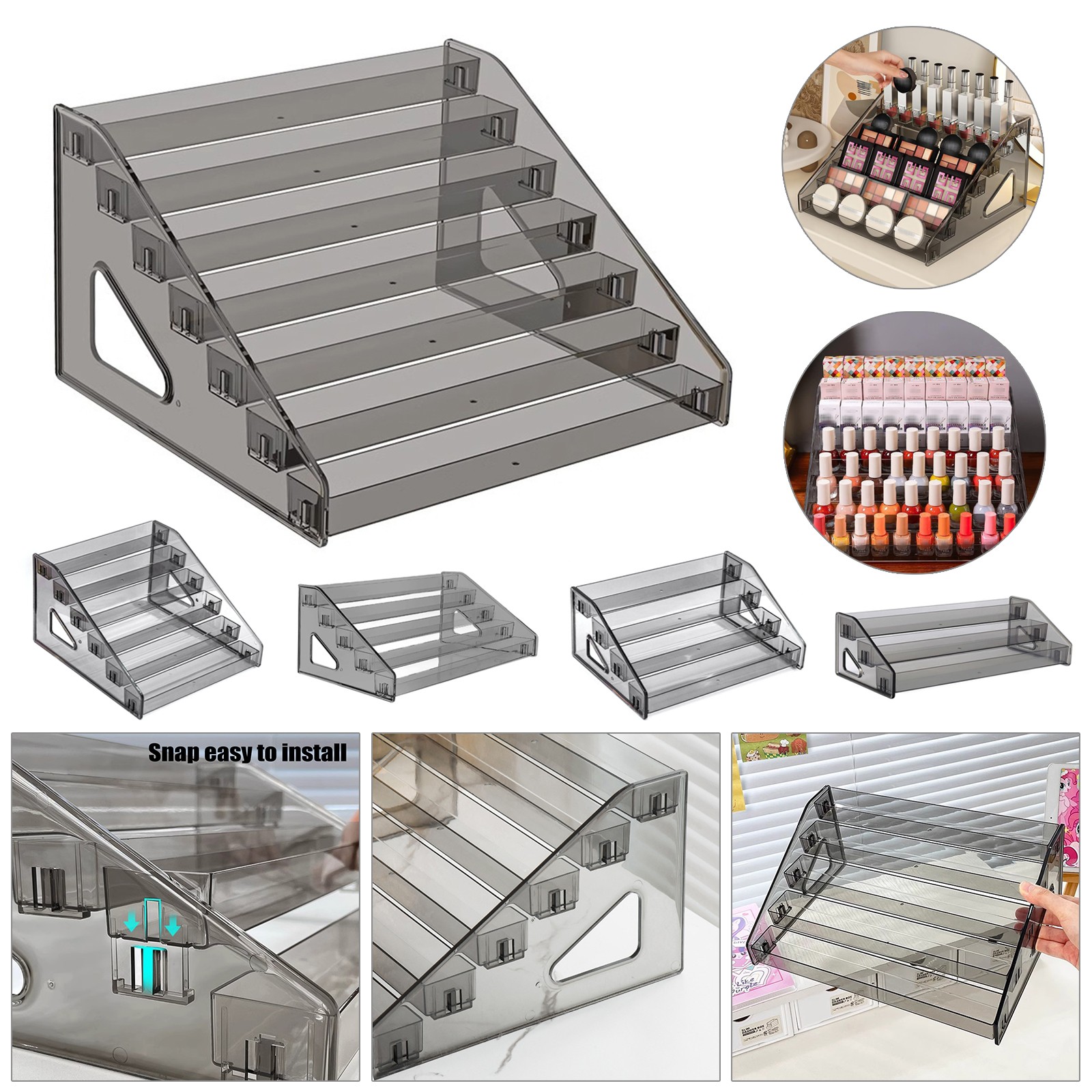 Acrylic Display Shelf Counter Riser Stand Rack Shelves for Salons Toys Home Use