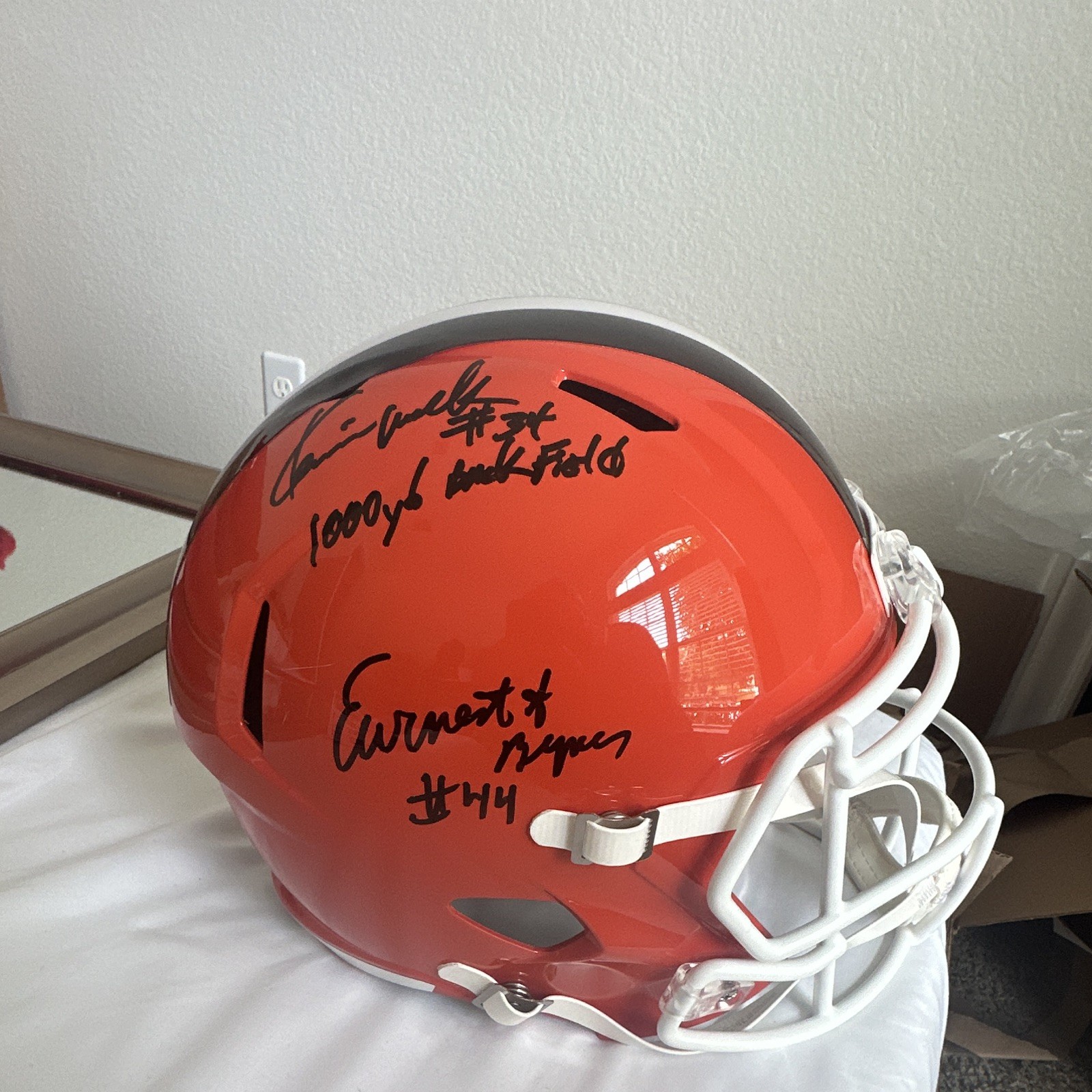 Kevin Mack Earnest Byner Signed Full Size Helmet 1000 Yd Backfield COA PrimeTime
