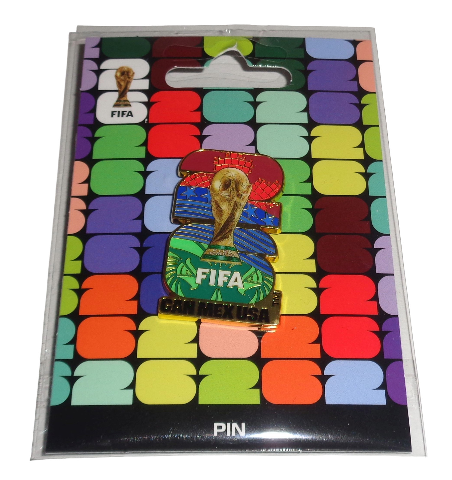 FIFA World Cup 2026 Host Country Pin Badge CAN MEX USA Gold Outline (A1)