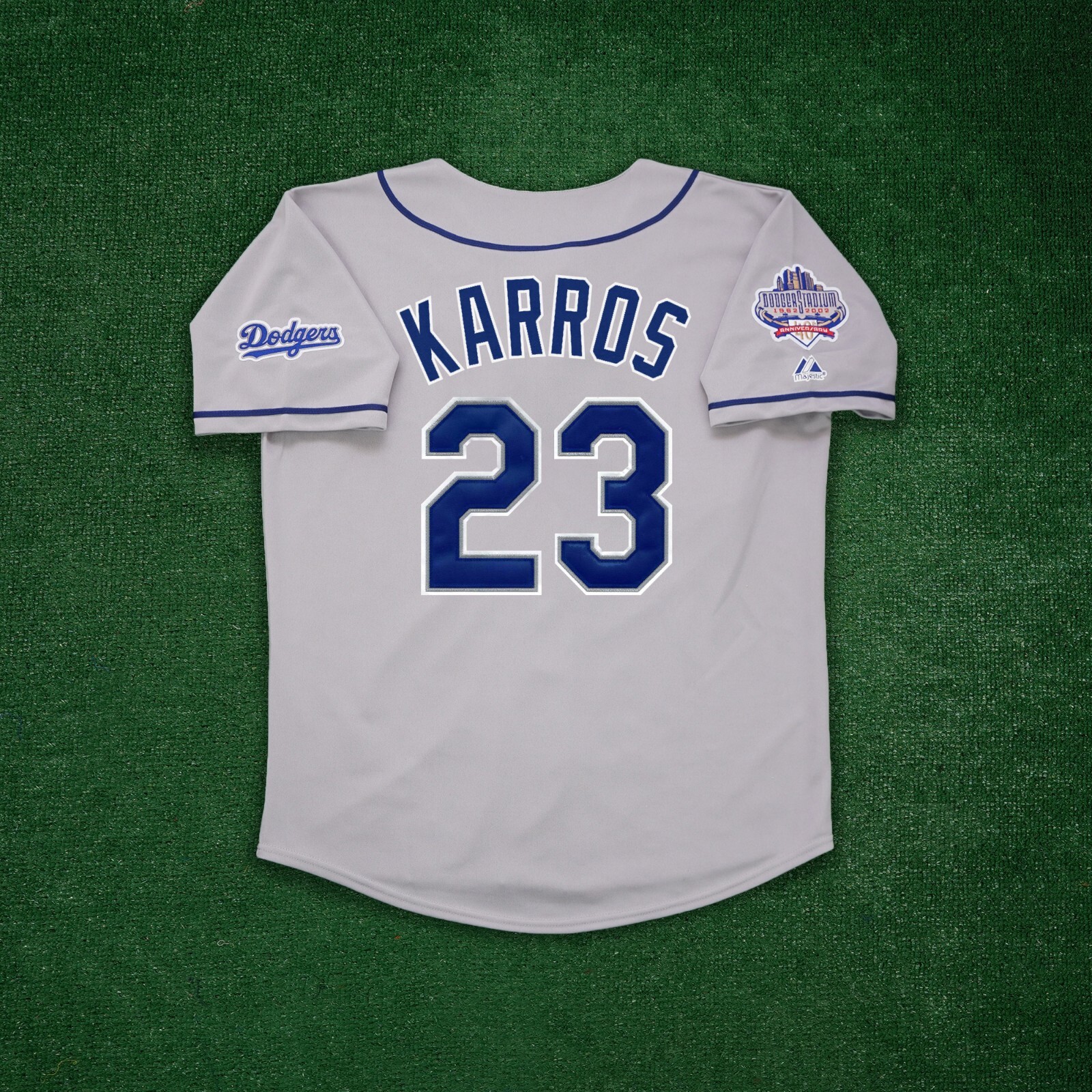Eric Karros 2002 Los Angeles Dodgers 40th Anniv. Men’s Grey Road Jersey