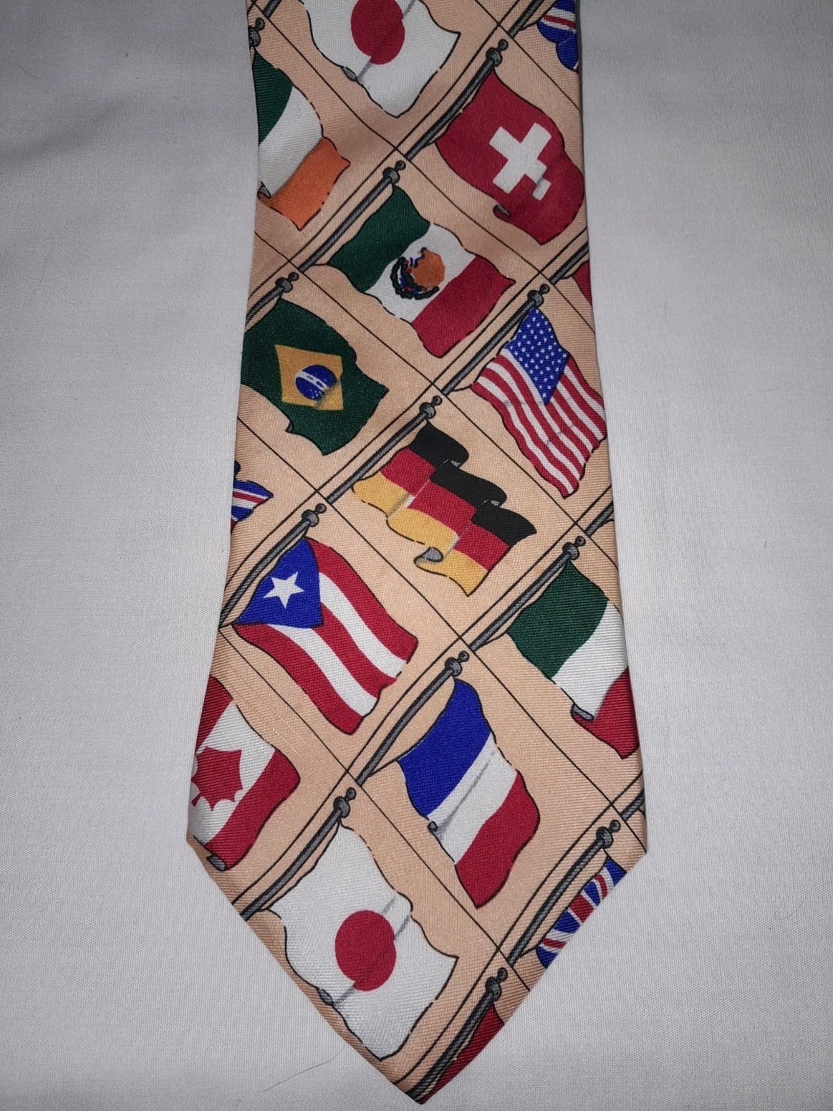 International Flags Necktie Spain England France Belgium Brazil USA Soccer Tie