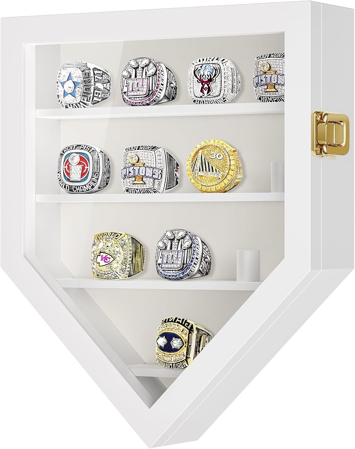 Acrylic Glass Baseball Ring Display Case — 12 Rings