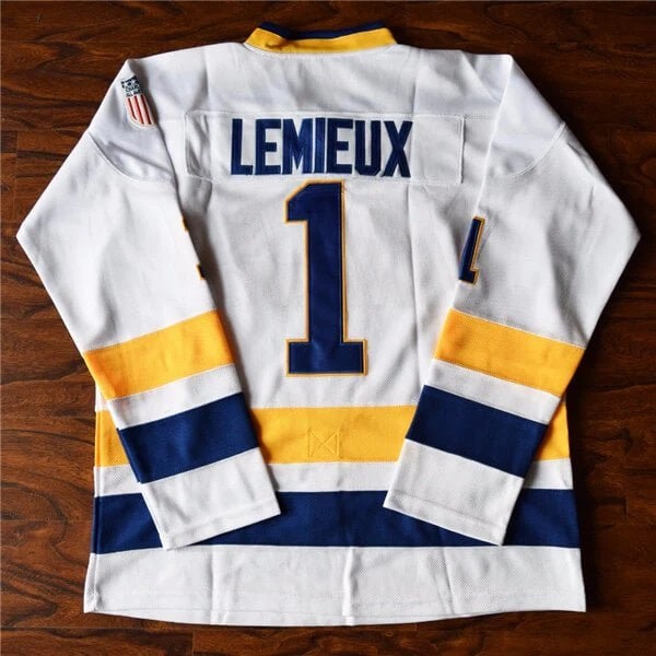 Reggie Hanson Brothers #1 Lemieux #3 #7 Dunlop Charlestown Chiefs Hockey Jersey
